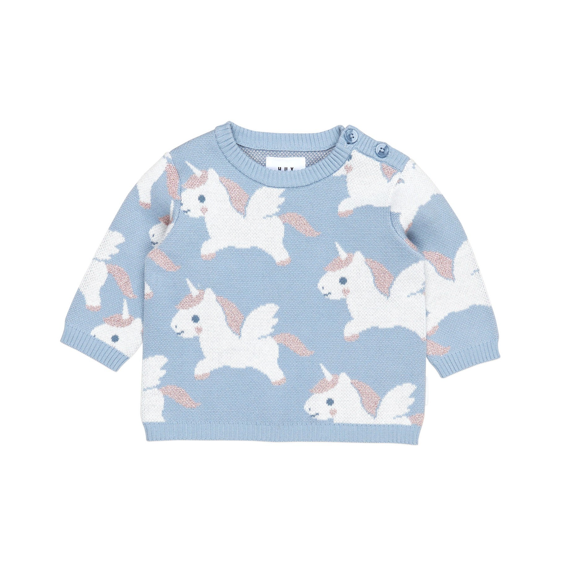 Magical Unicorn Knit Jumper - Dusty Blue