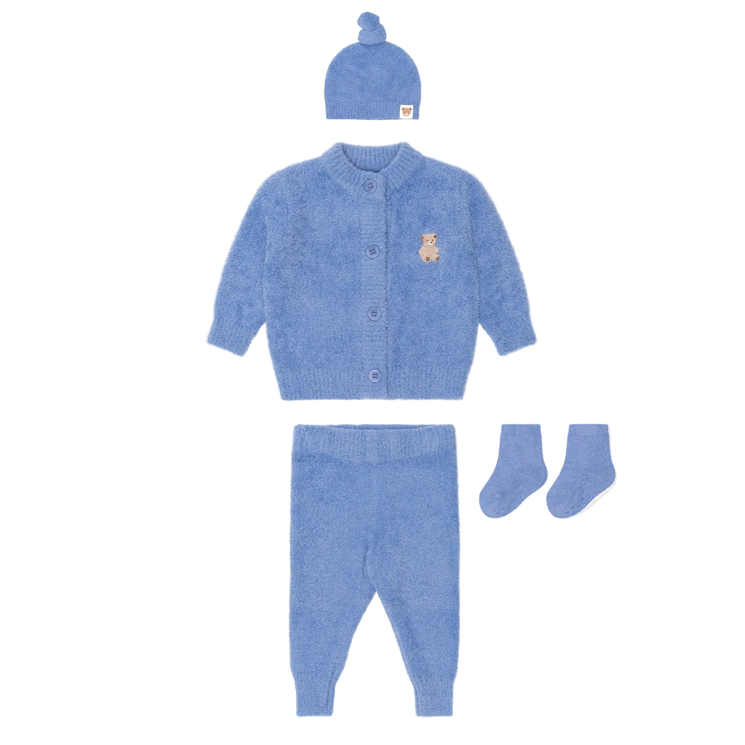 My First Hux Vintage Blue 4Pc Boucle Newborn Set