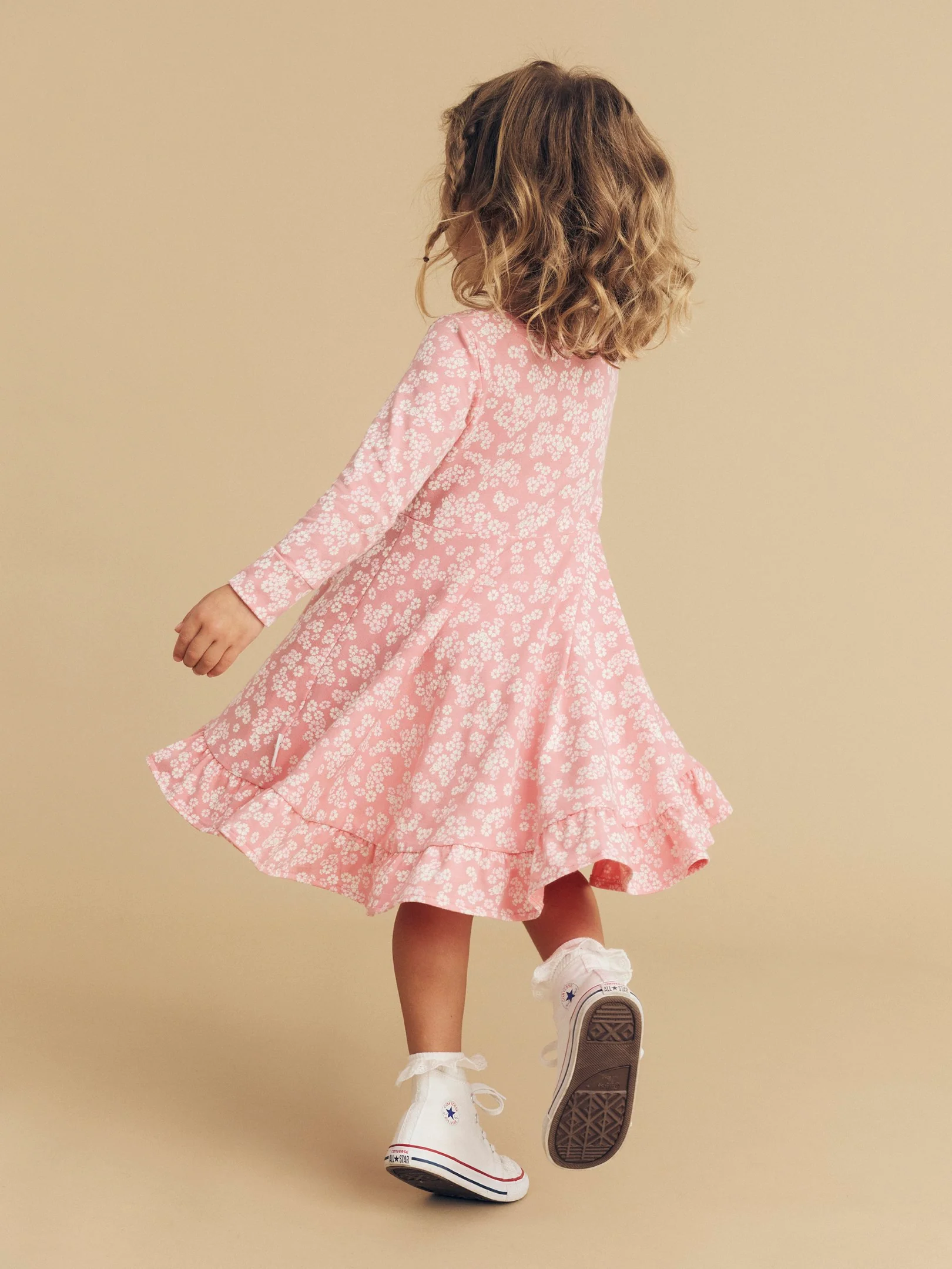 Peek A Boo Bunny Long Sleeve Swing Dress - Dusty Rose - Image 5