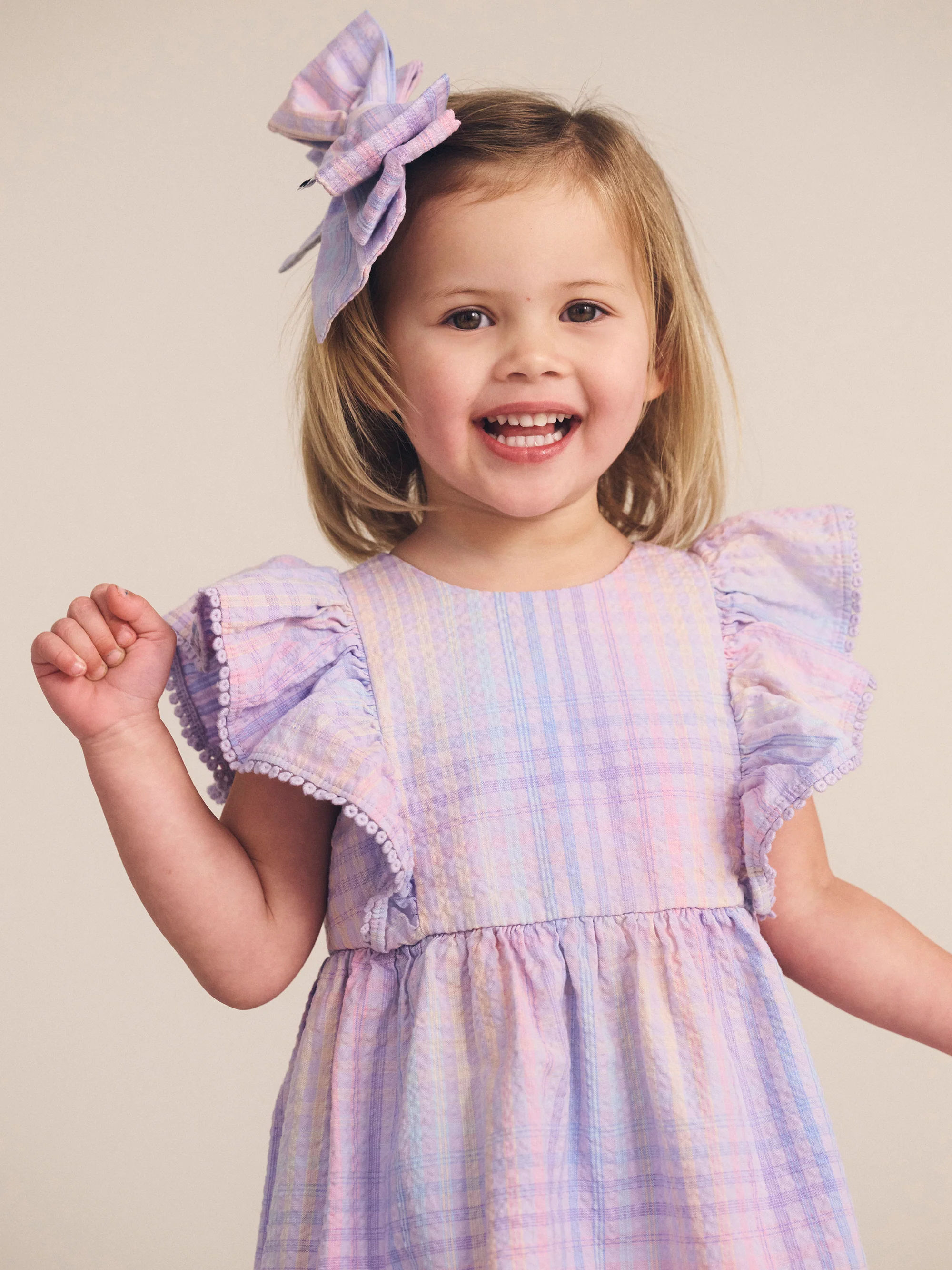 Huxbaby Frill Dress - Rainbow Check - Image 4
