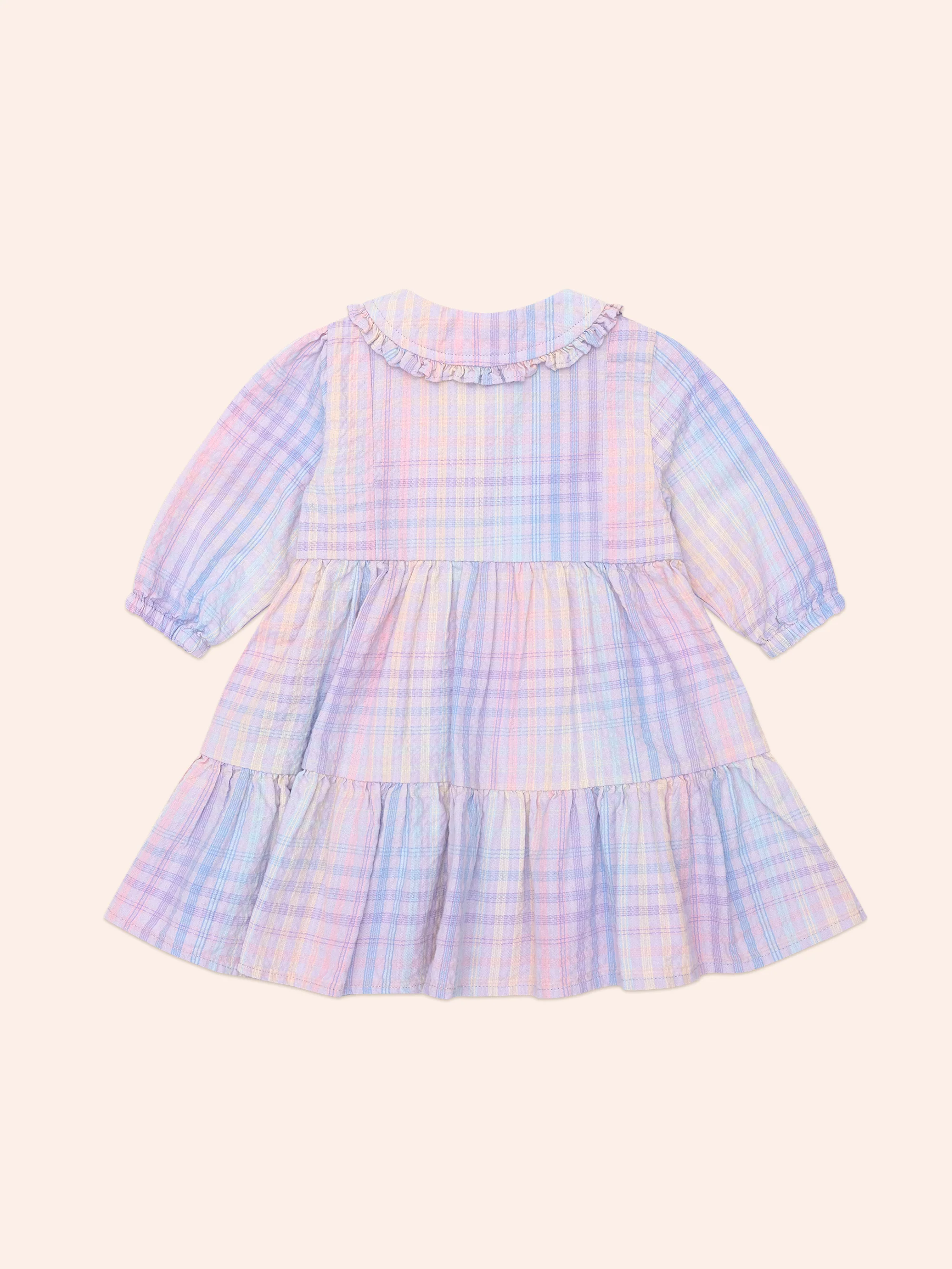 Huxbaby Rainbow Check Long Sleeve Frill Dress - Image 4