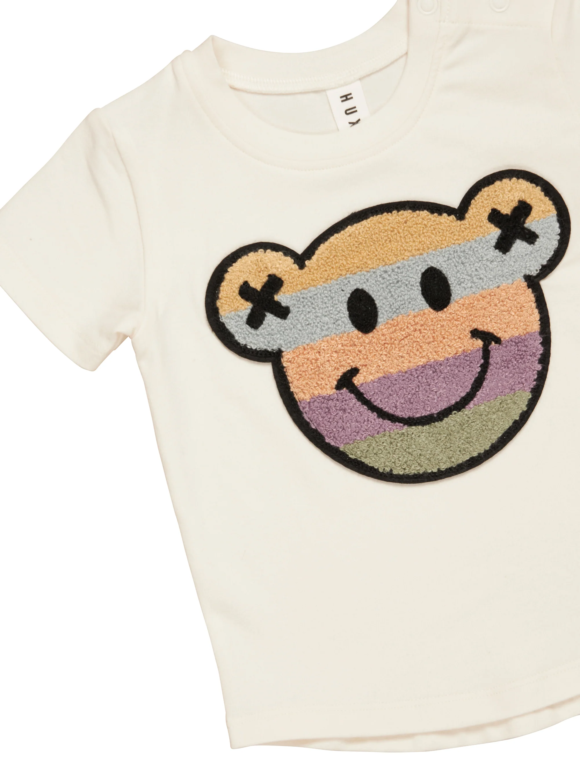 Huxbaby Rainbow Smile Bear T-Shirt Almond Milk - Image 4