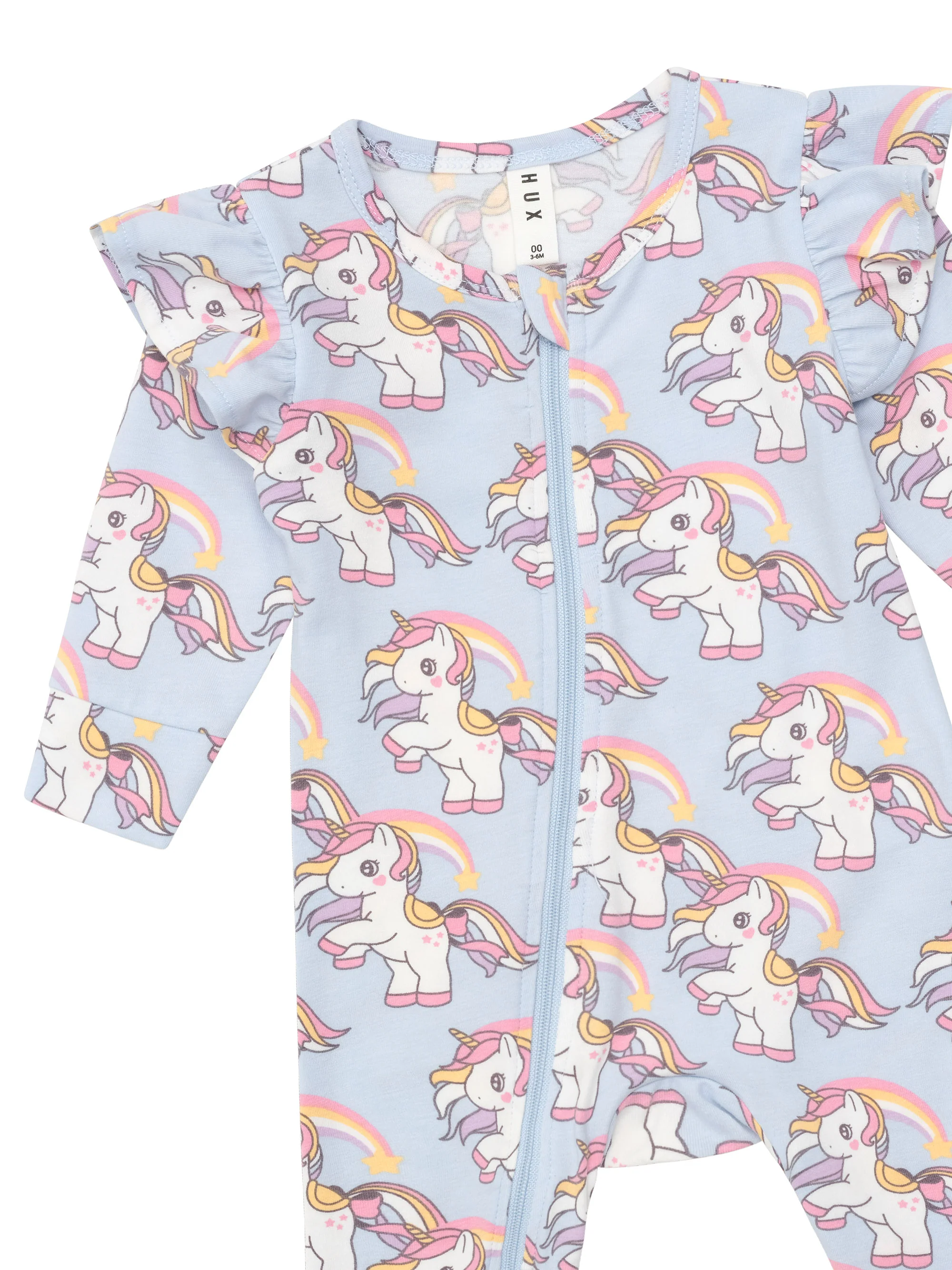 Rainbow Unicorn Frill Romper - Ice Water - Image 4