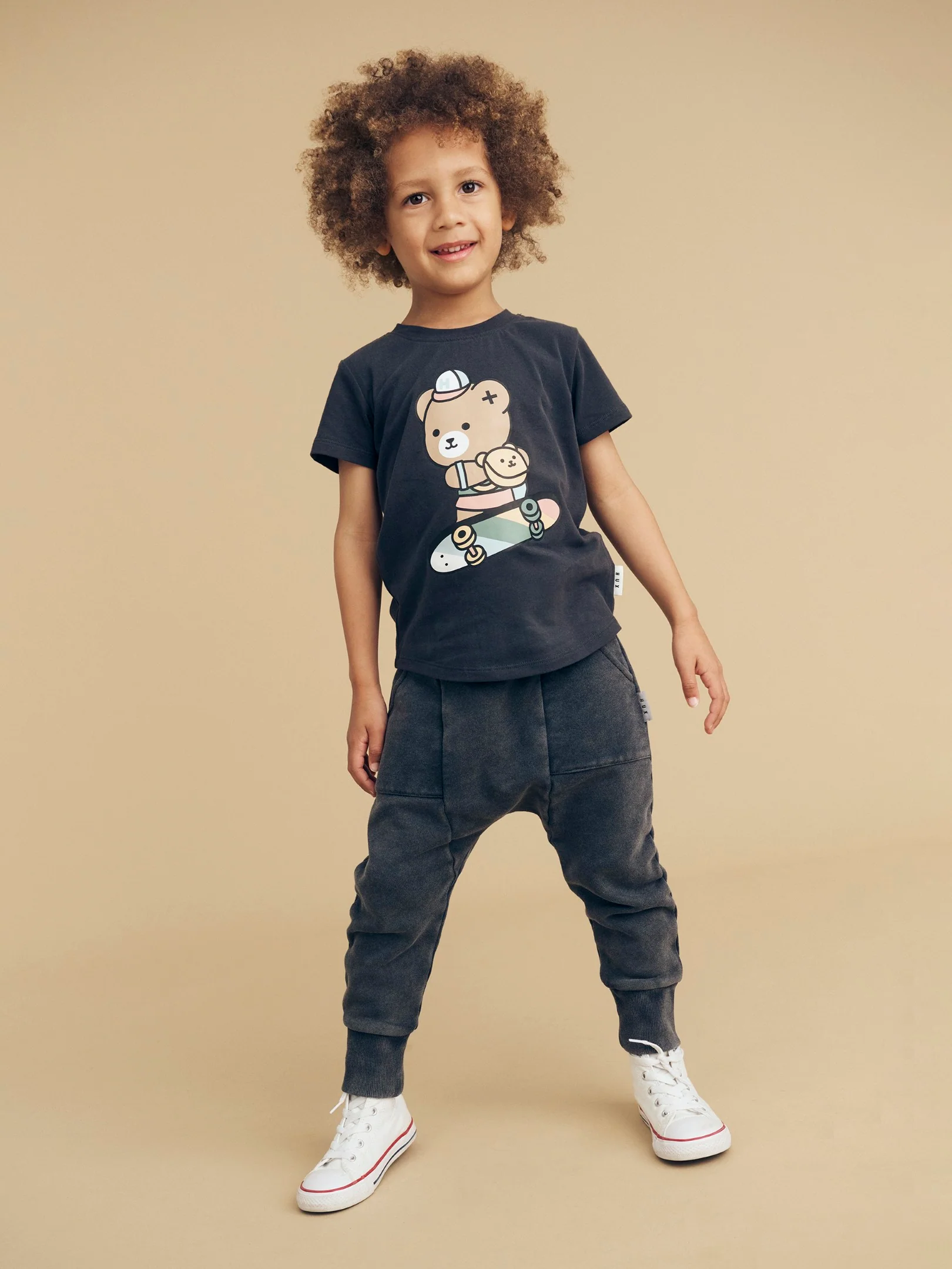 Skater Bear T-Shirt - Soft Black - Image 2