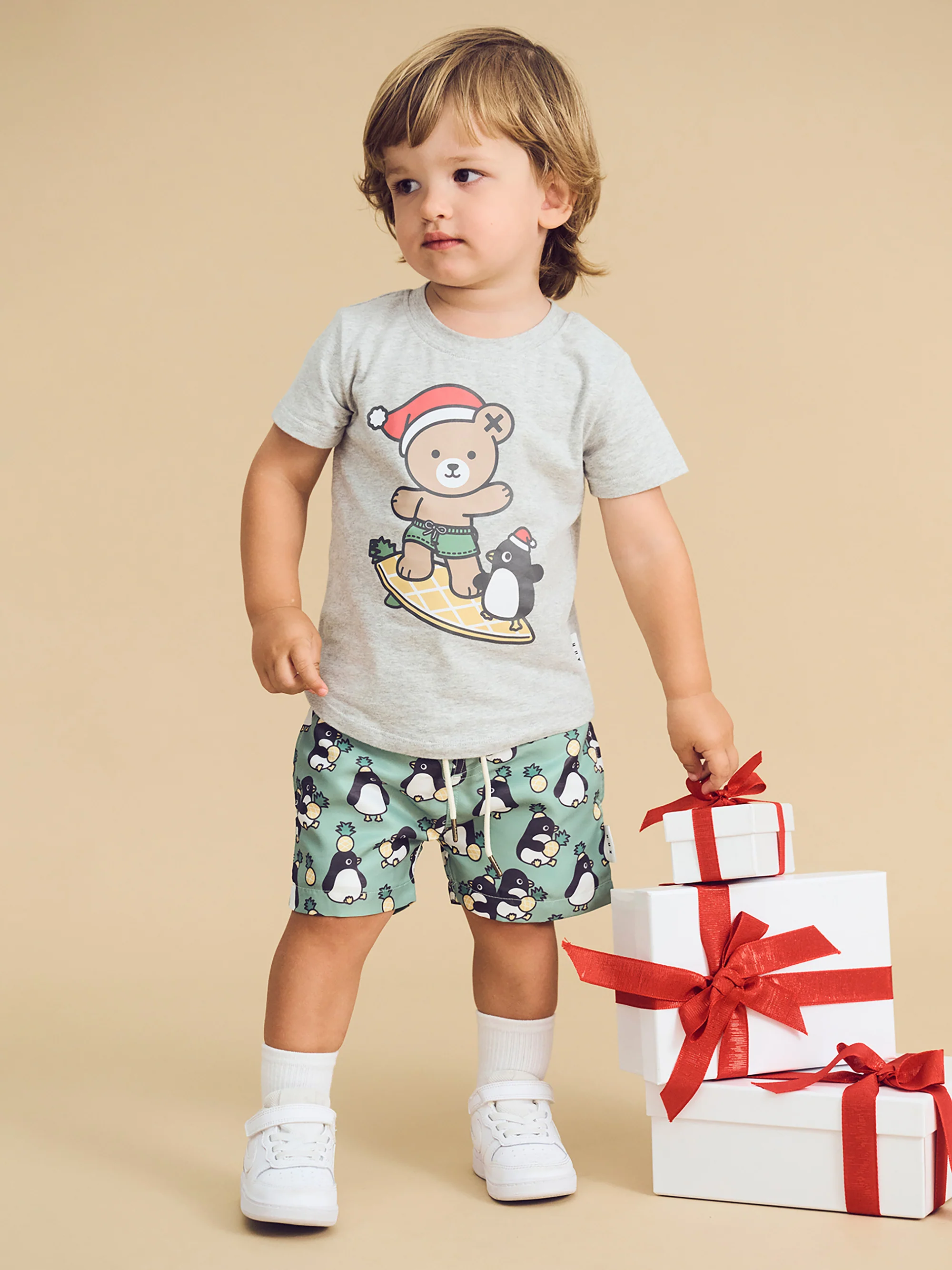 Surfn' Festive Hux T-Shirt  - Grey Marle - Image 2