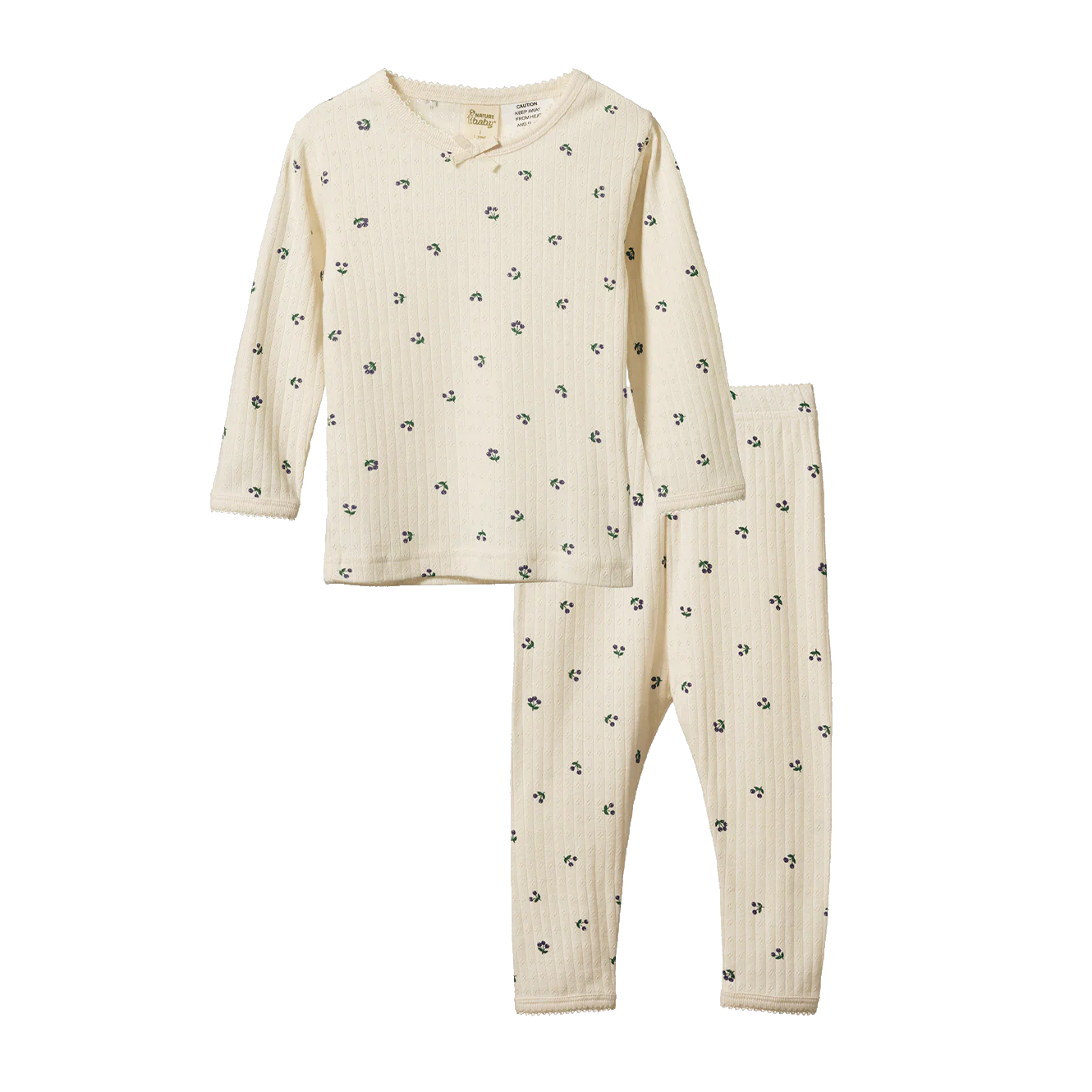 Long Sleeve Pyjama Set Pointelle - Winter Berry Print