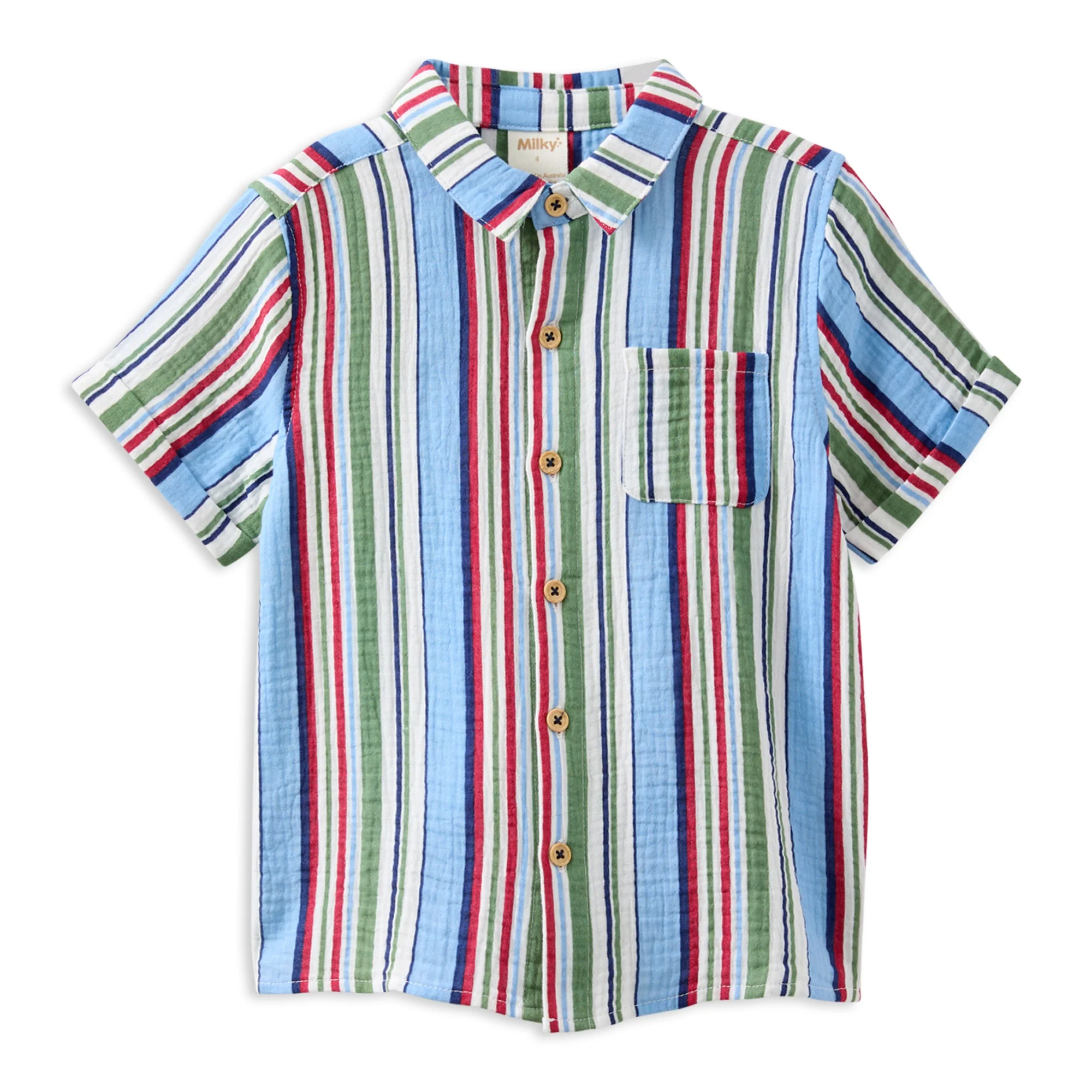 Boys Crinkle Stripe Shirt