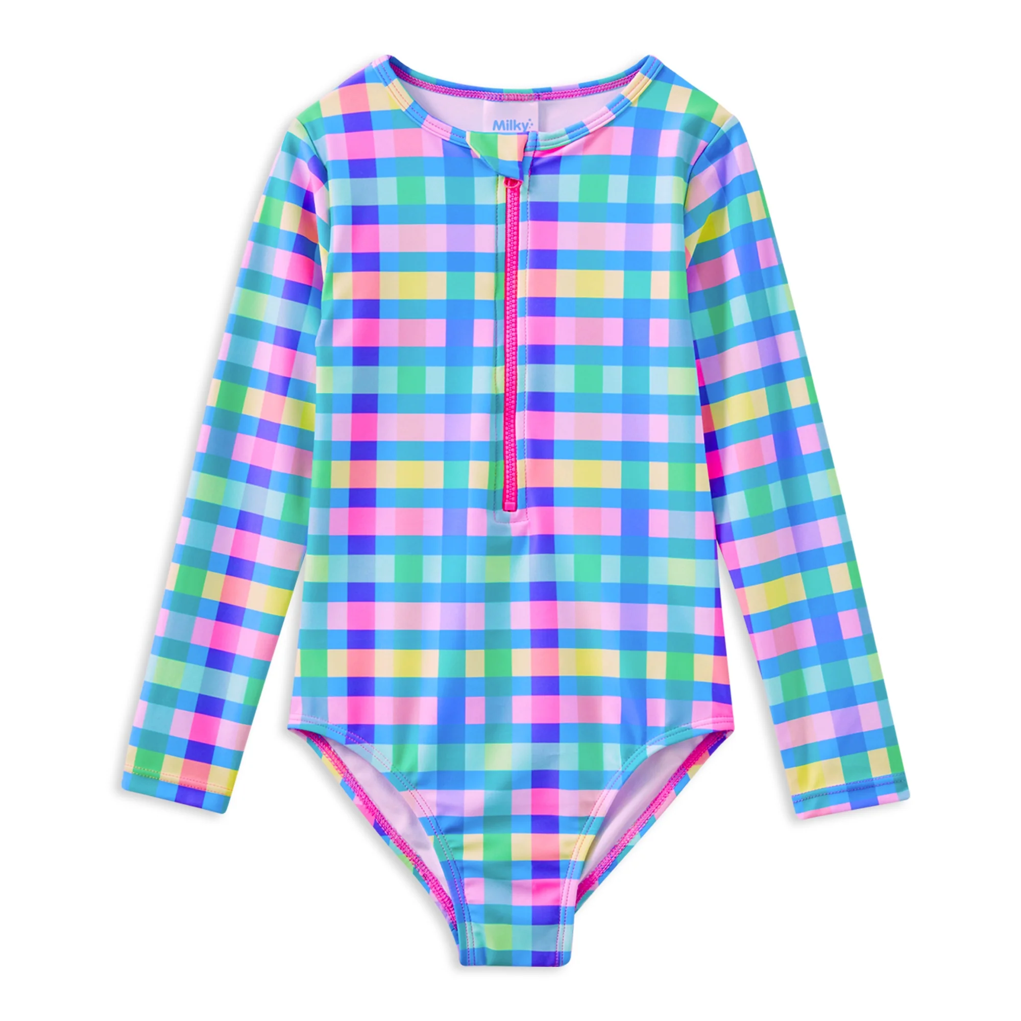 Picnic Check Long Sleeve Swimsuit