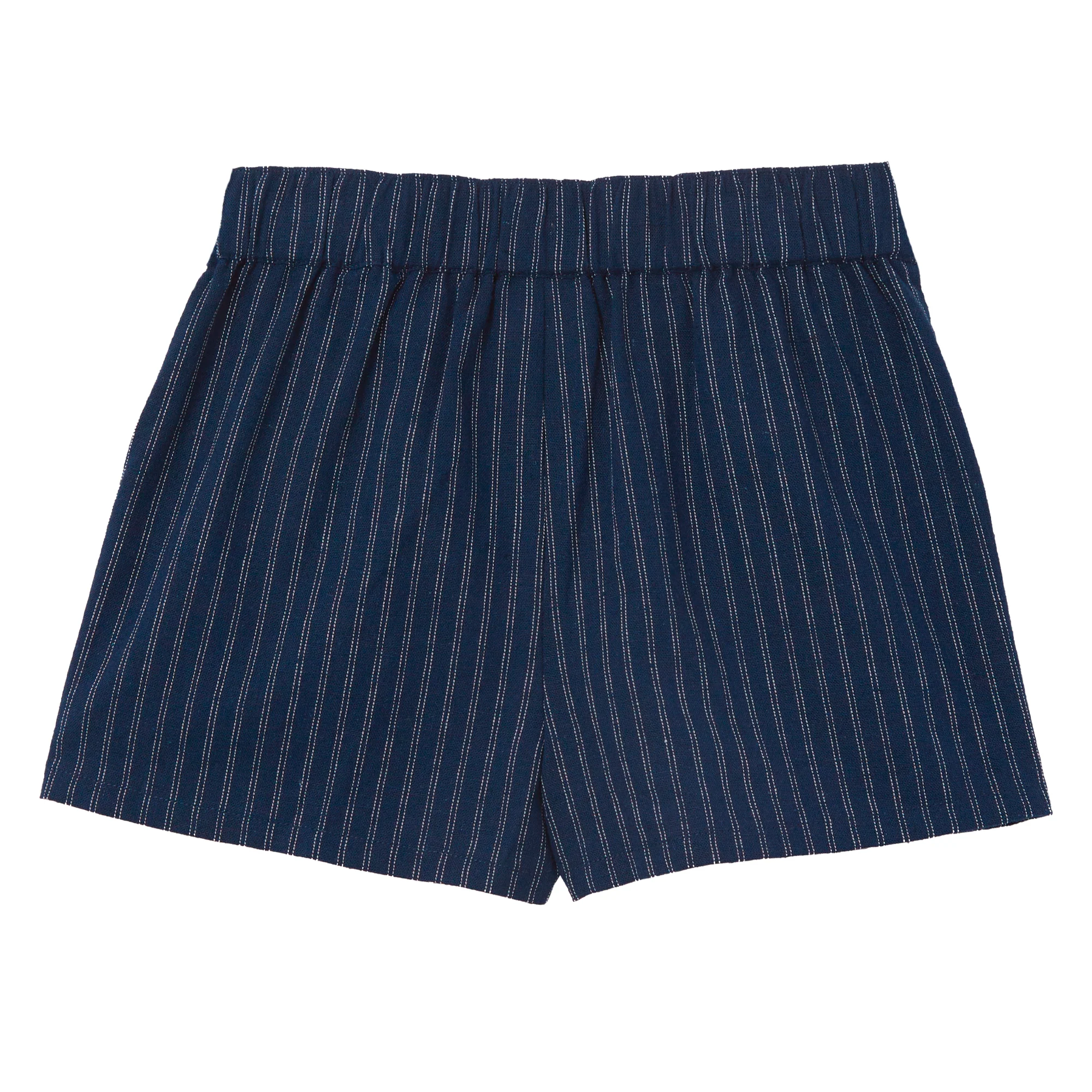 Milky Navy Stripe Linen Girls Short - Image 2