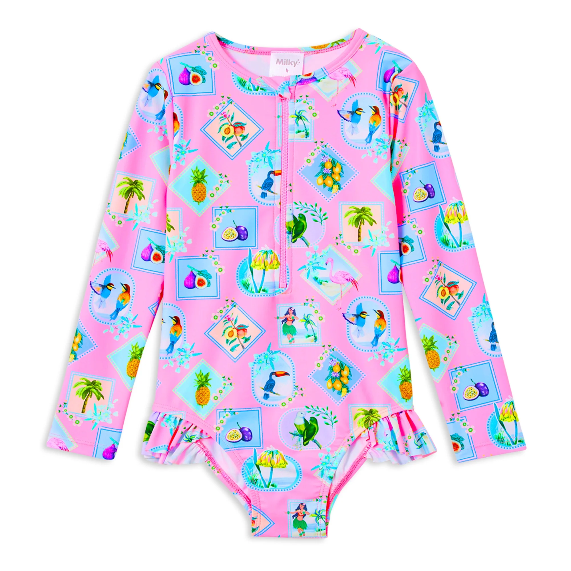 Pink Resort Long Sleeve Swimsuit