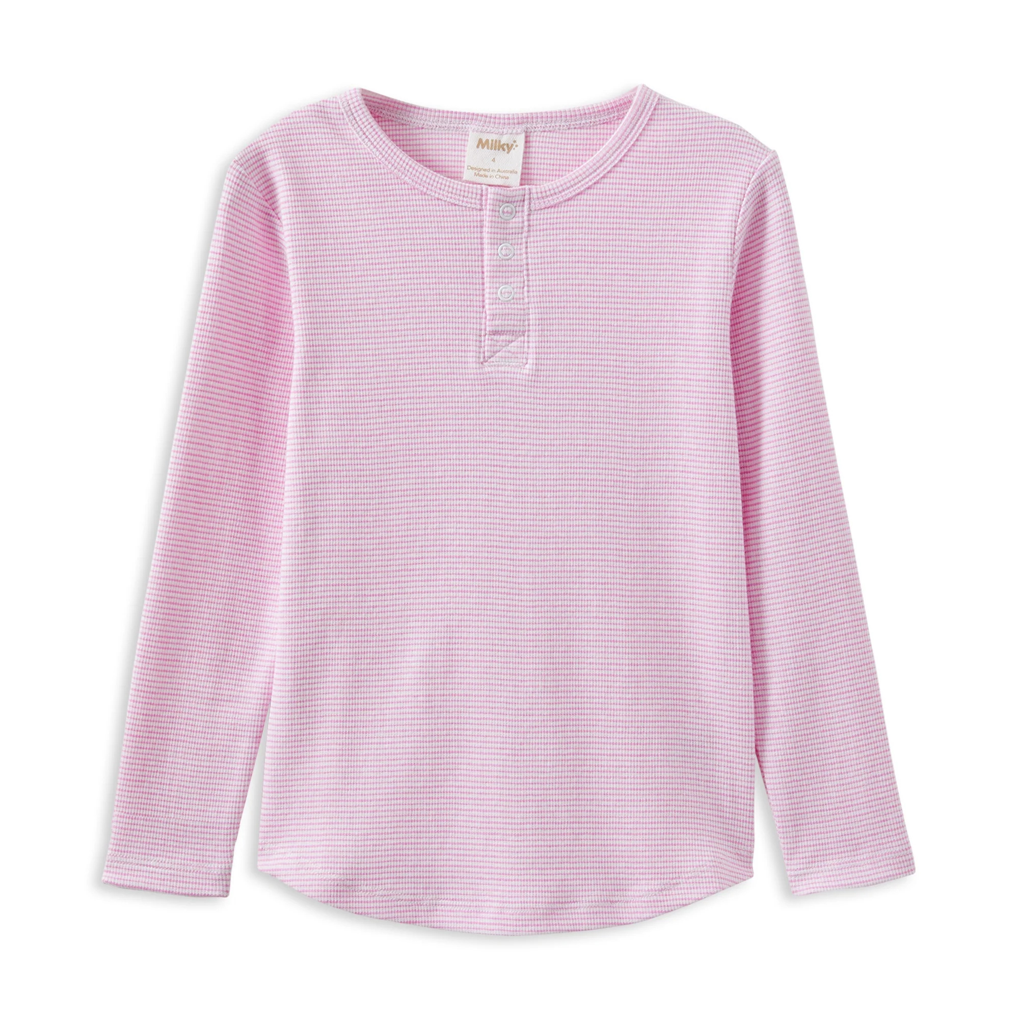 Milky Pink Stripe Henley