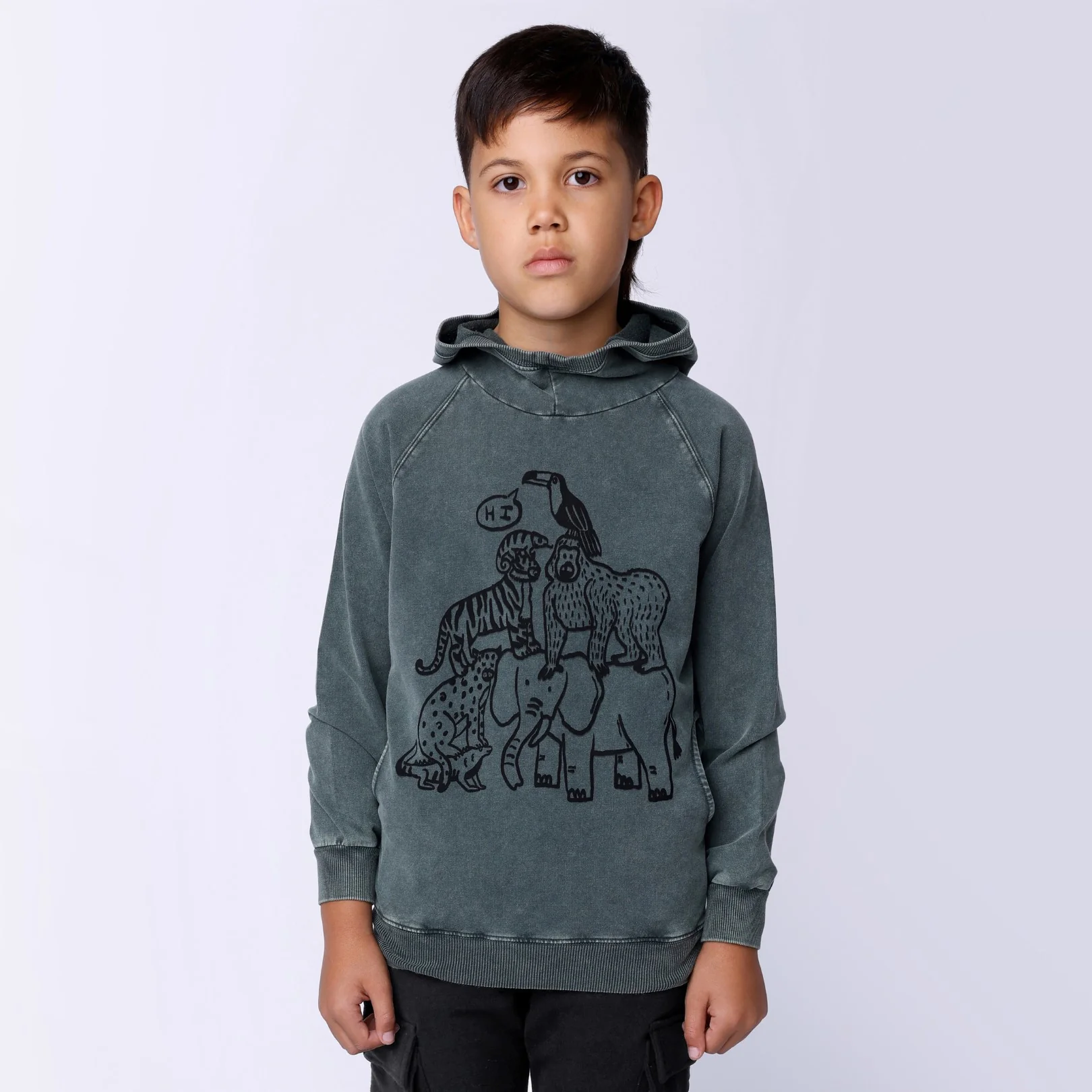 Animal Pile Up Hood - Olive Wash - Image 2