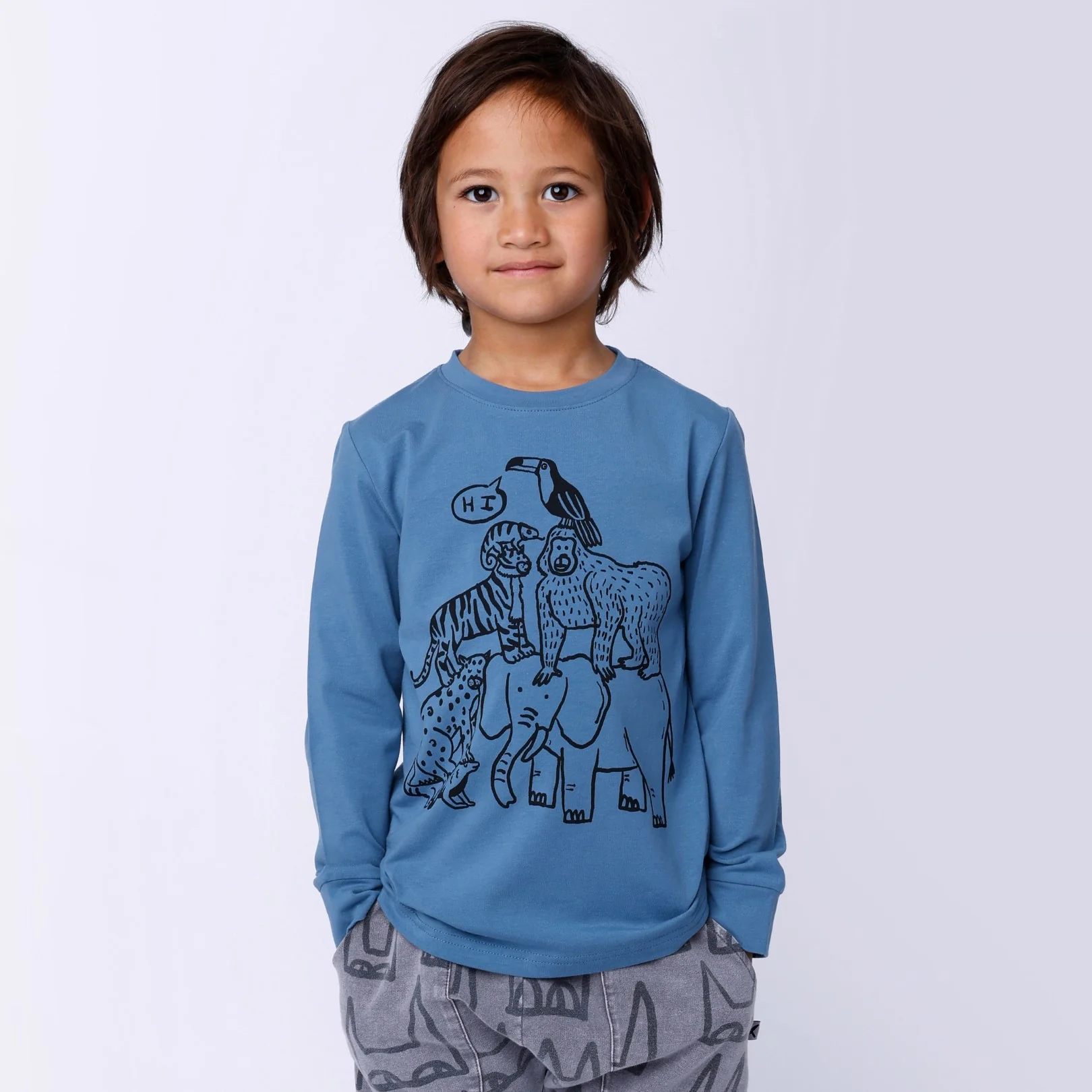Animal Pile Up Tee - Steel - Image 2