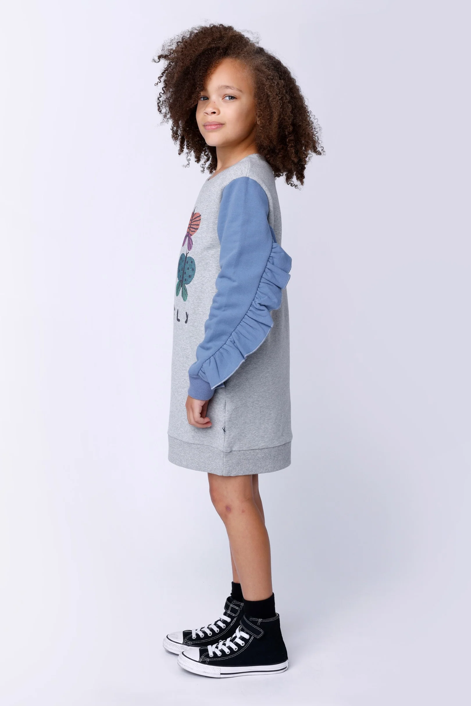 Lovely Butterflies Furry Dress - Grey Marle/Blue - Image 3