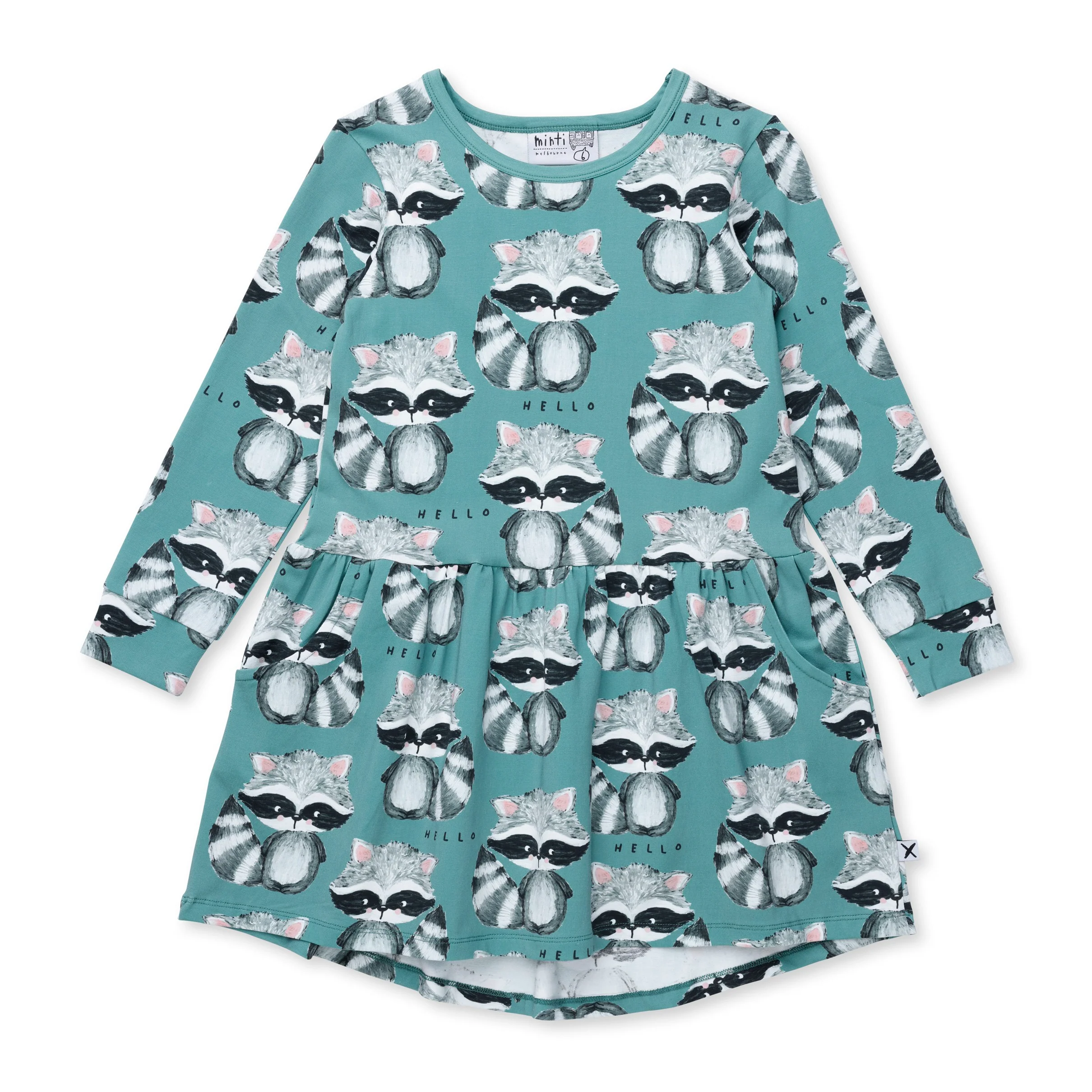 Painted Raccoons Dress - Green