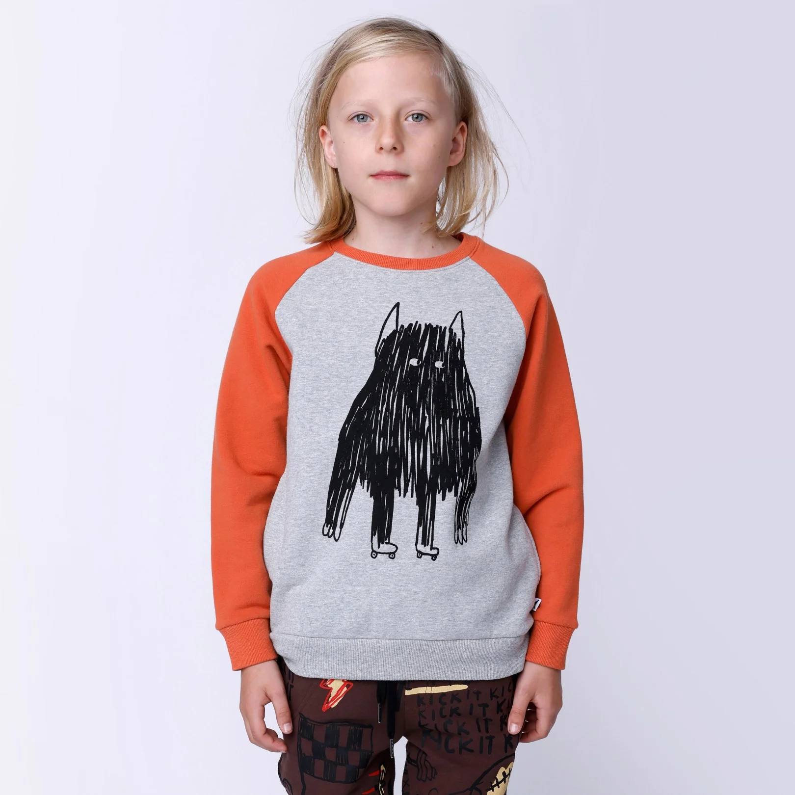 Roller Monster Furry Crew - Grey Marle/Orange - Image 2