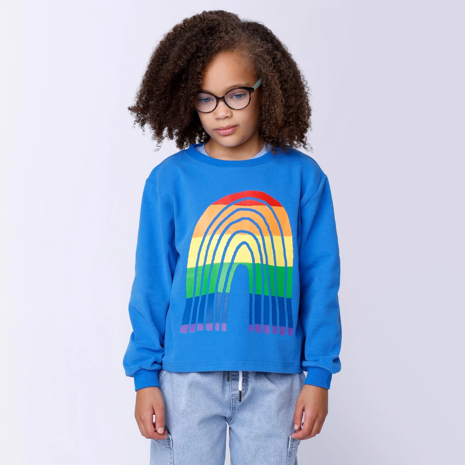 Stripey Rainbow Crew - Bright Blue - Image 4