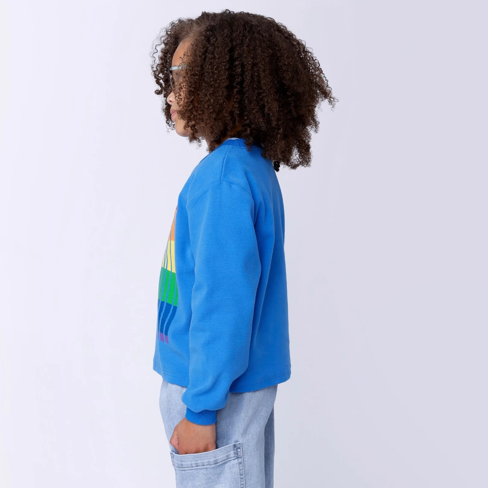 Stripey Rainbow Crew - Bright Blue - Image 5