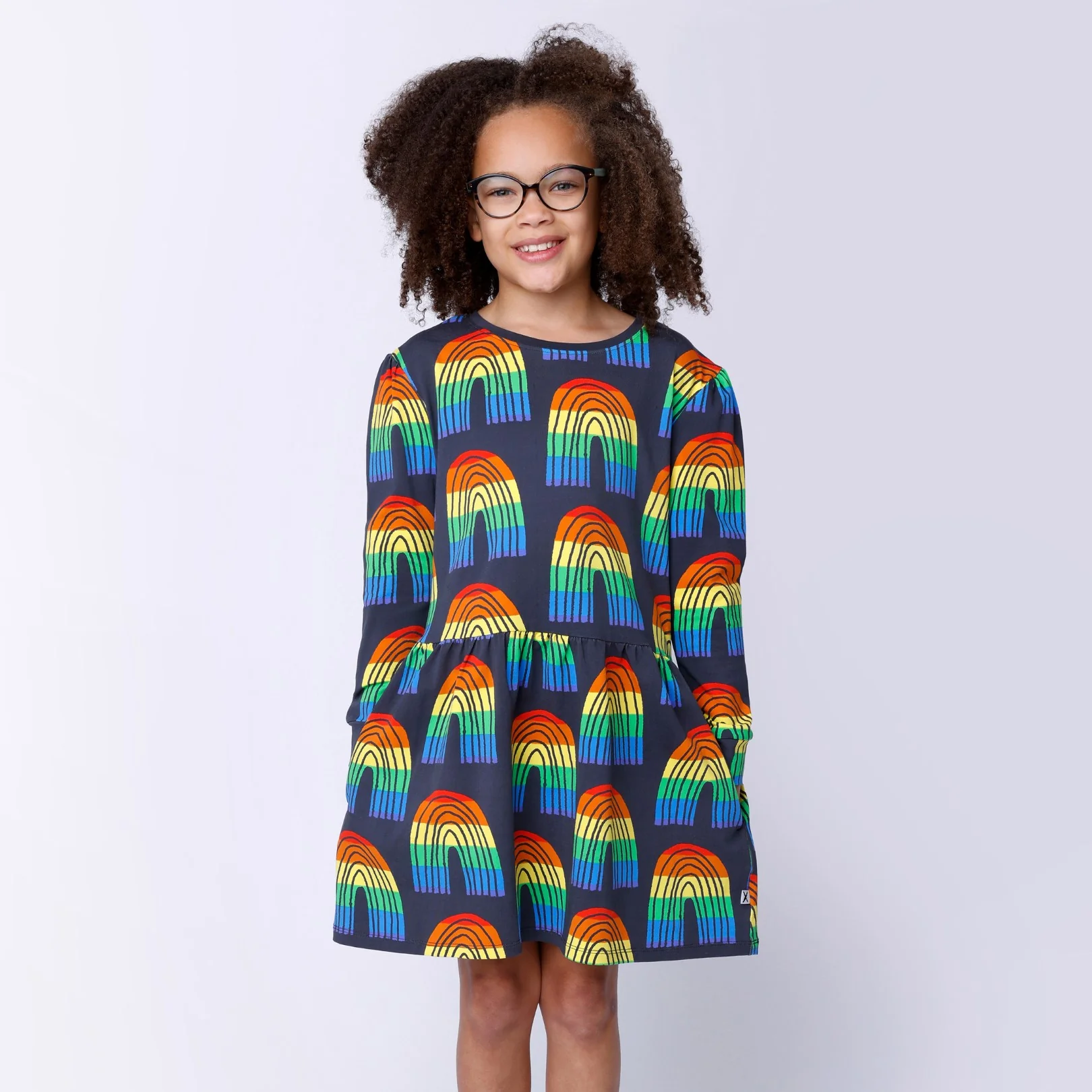 Stripey Rainbow Dress - Dark Grey - Image 2