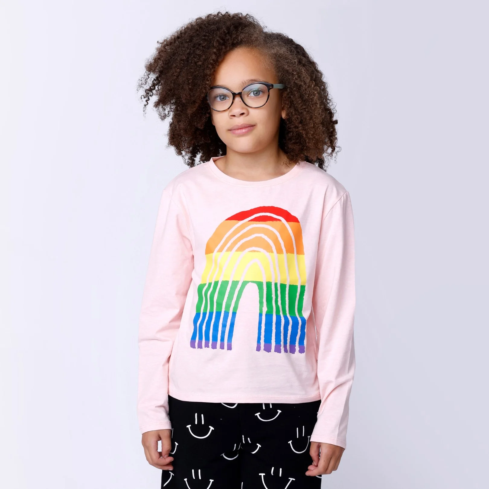 Stripey Rainbow Tee - Pink Marle - Image 2