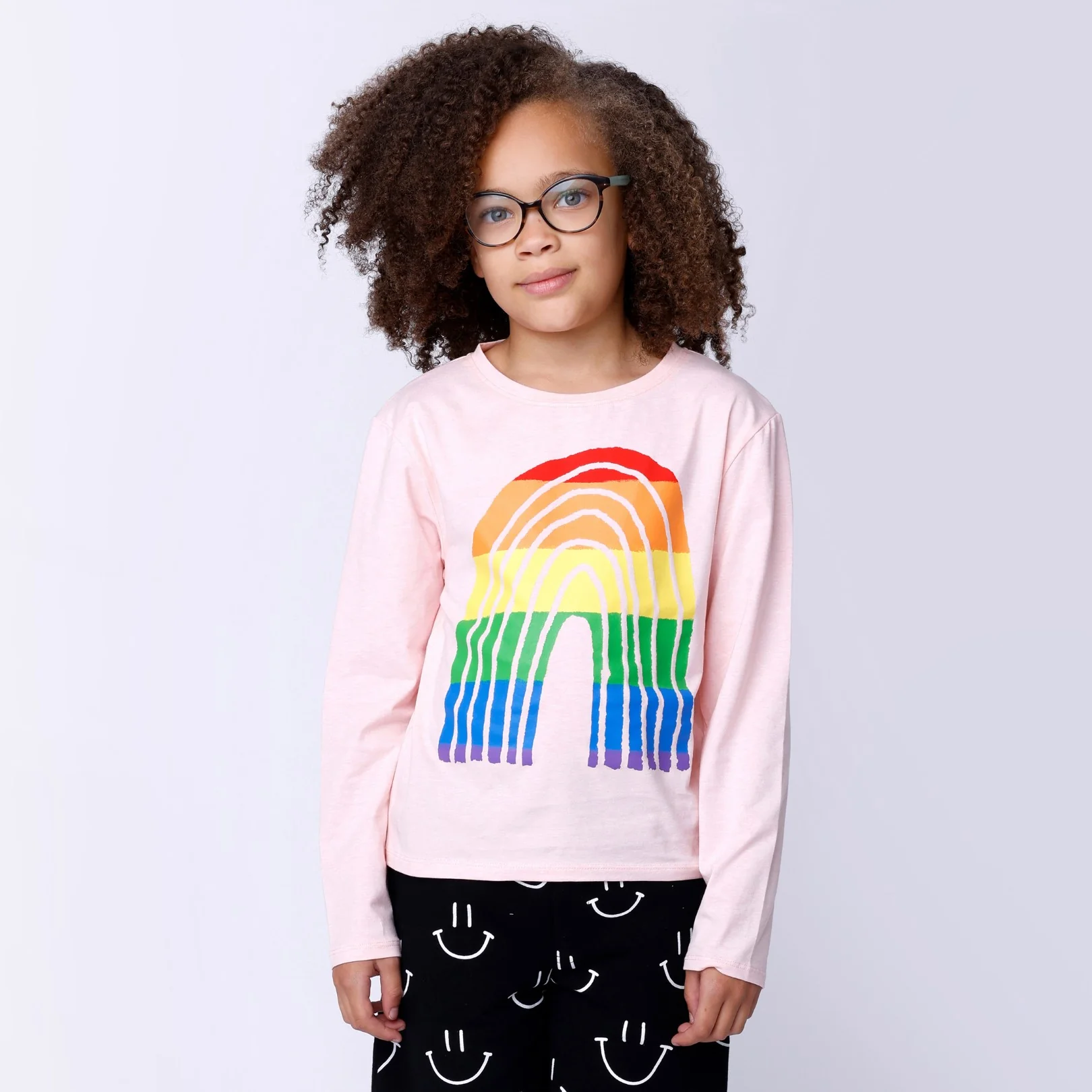 Stripey Rainbow Tee - Pink Marle - Image 3