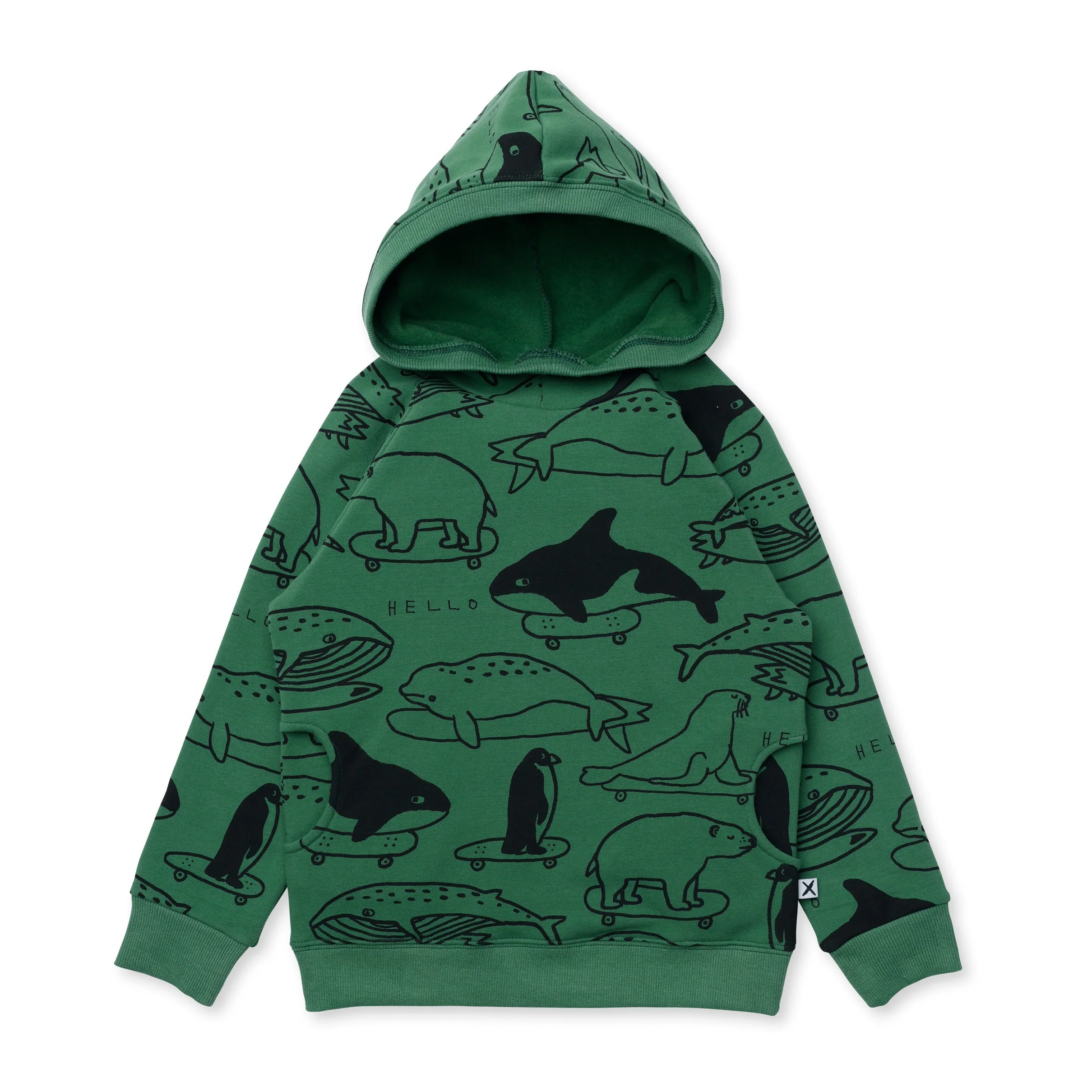 Surf Skate Animals Furry Hood - Grass Green