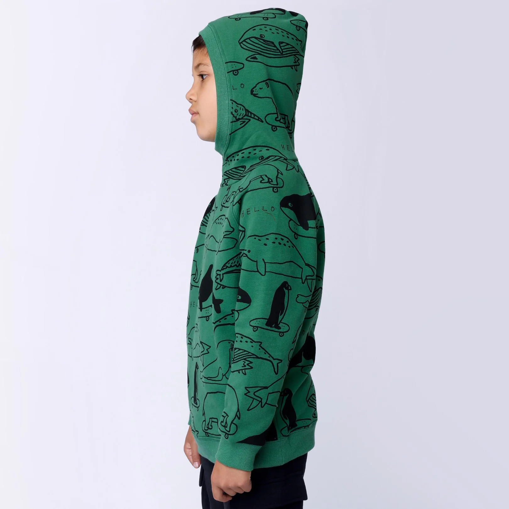 Surf Skate Animals Furry Hood - Grass Green - Image 4