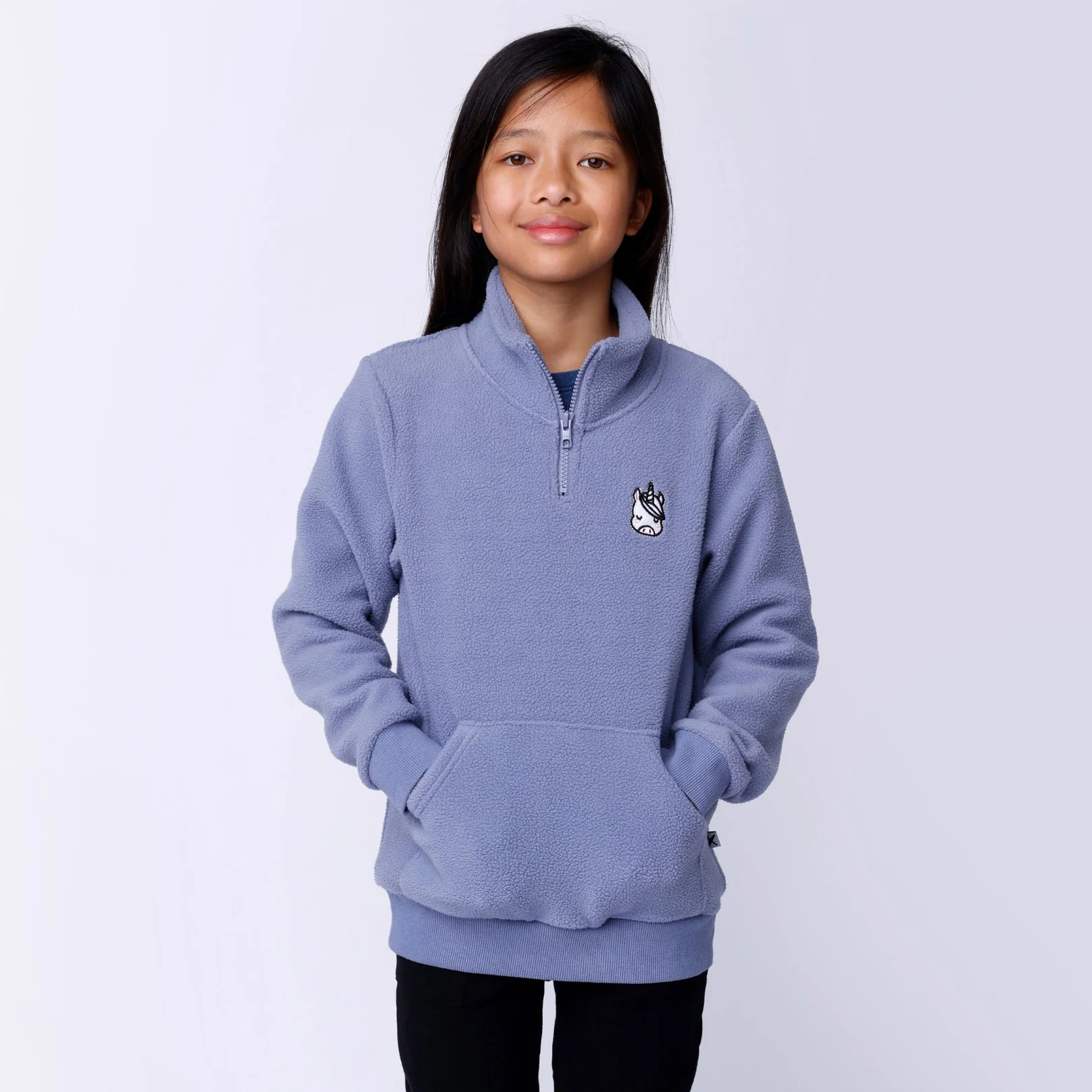 Teddy Half Zip Crew - Cornflower - Image 2