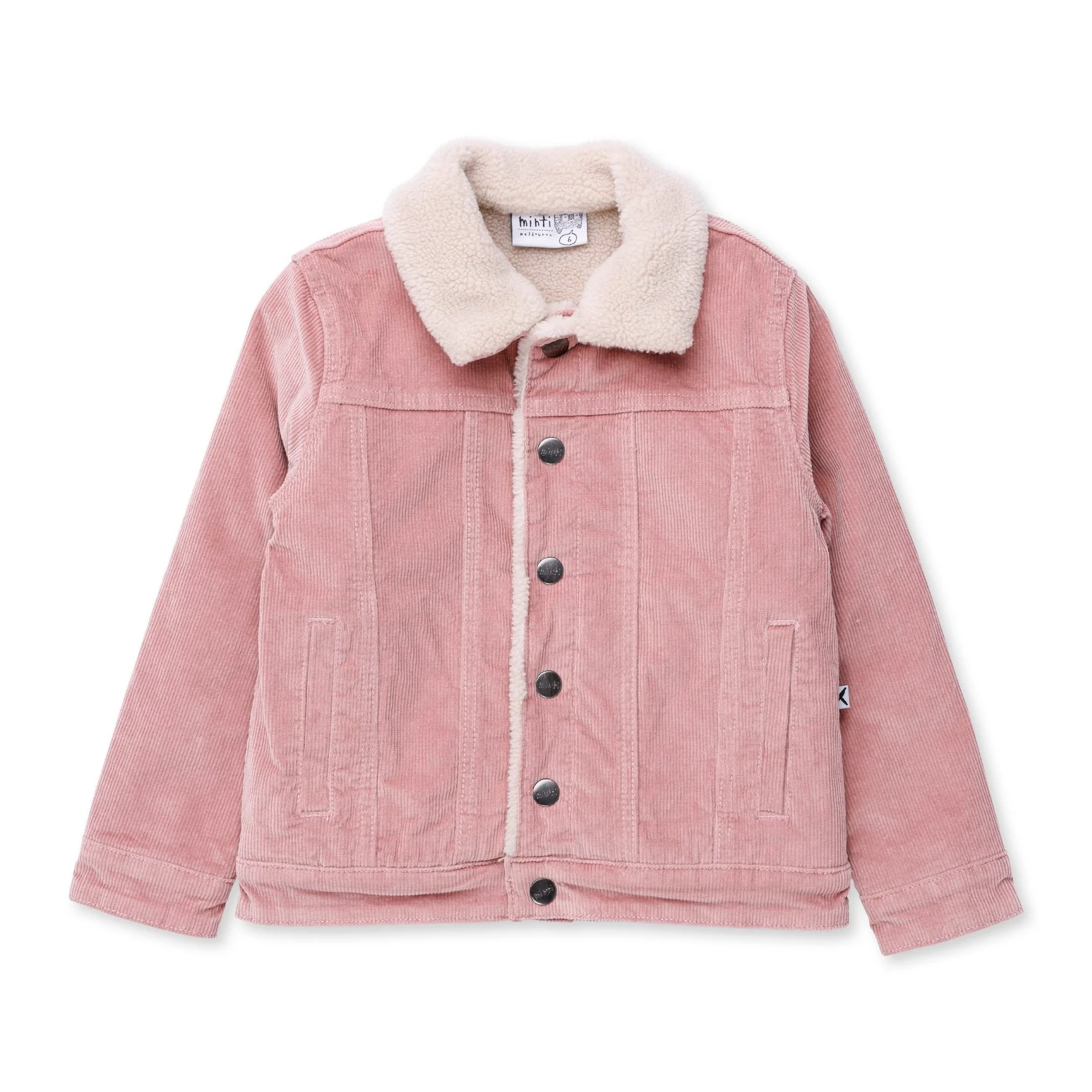 Teddy Lined Cord Bomber - Muted Pink