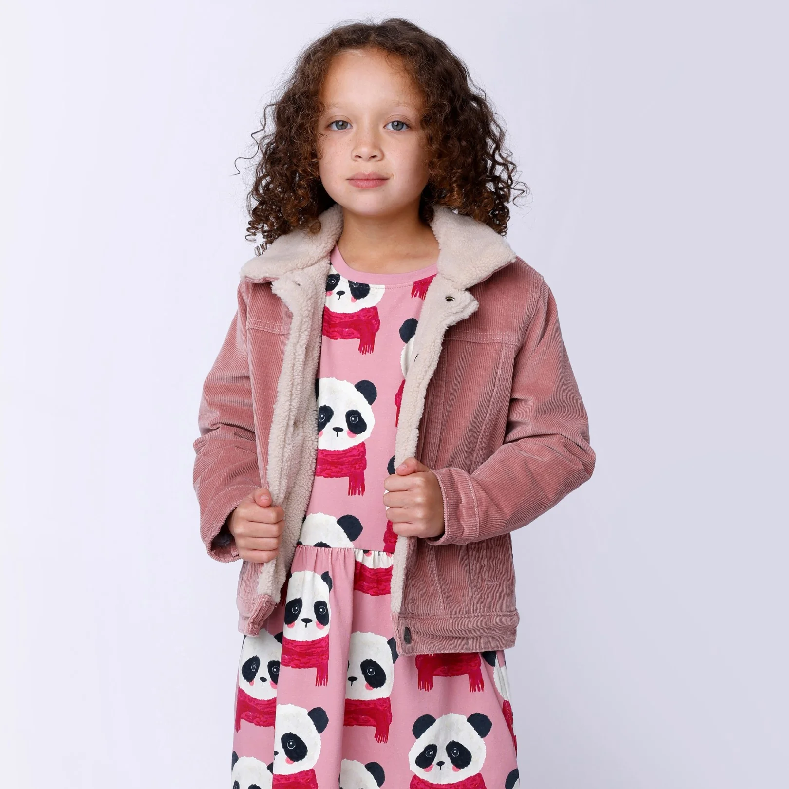 Teddy Lined Cord Bomber - Muted Pink - Image 4