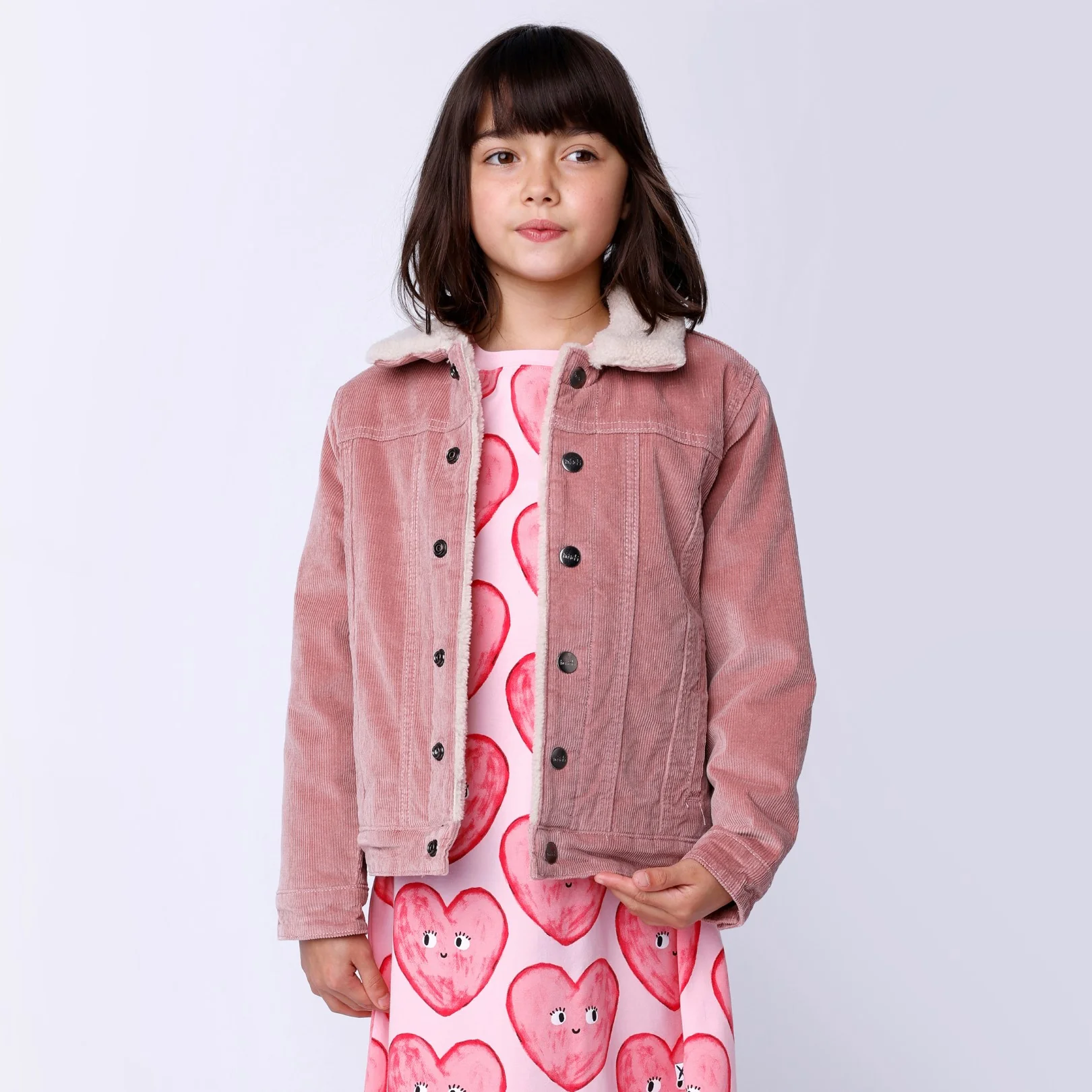 Teddy Lined Cord Bomber - Muted Pink - Image 6