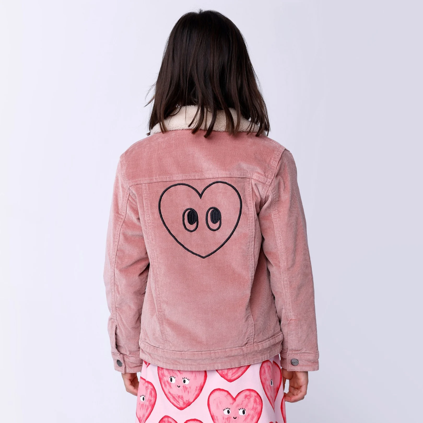 Teddy Lined Cord Bomber - Muted Pink - Image 7