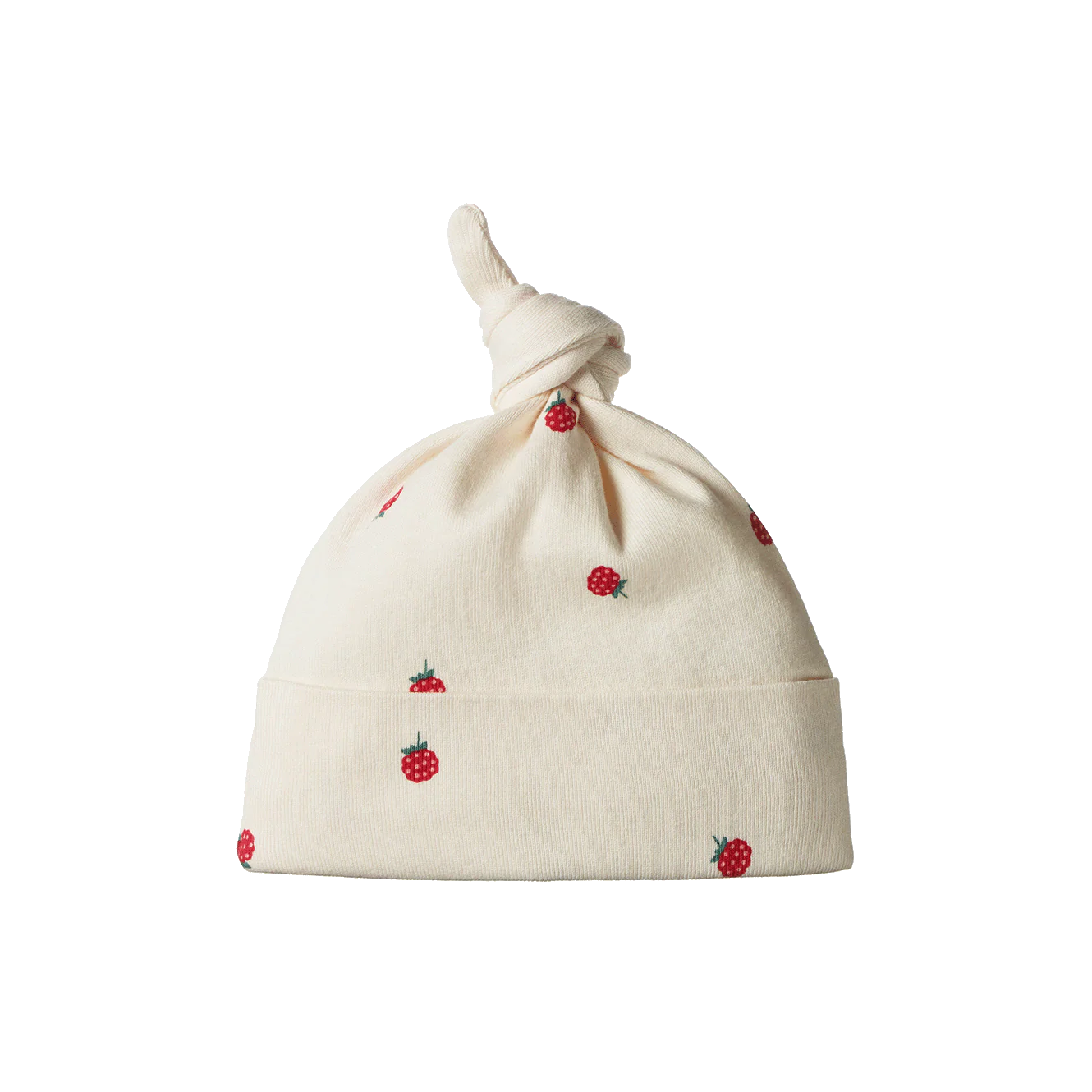 Cotton Knotted Beanie - Raspberry Print