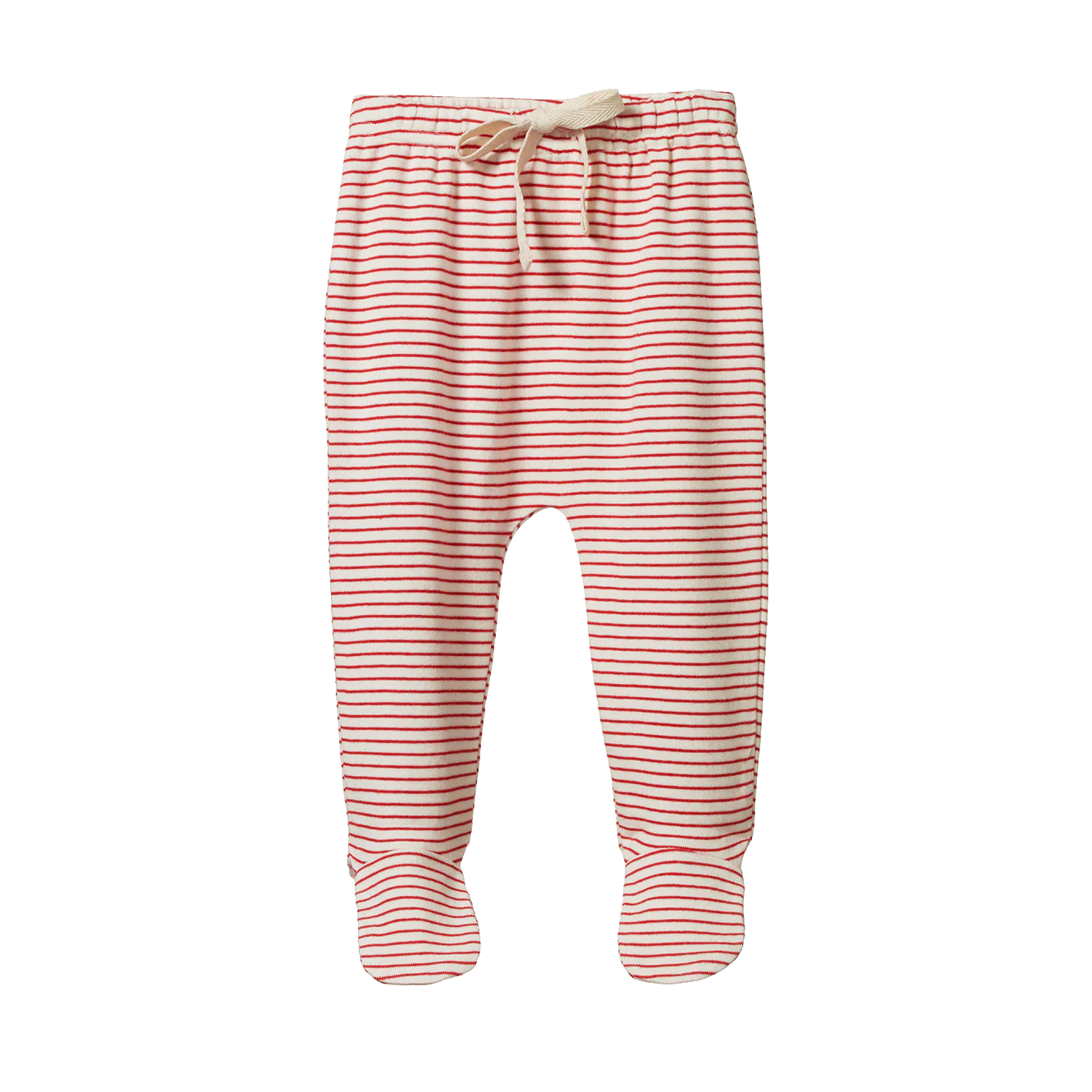 Footed Rompers - Red Pinstripe