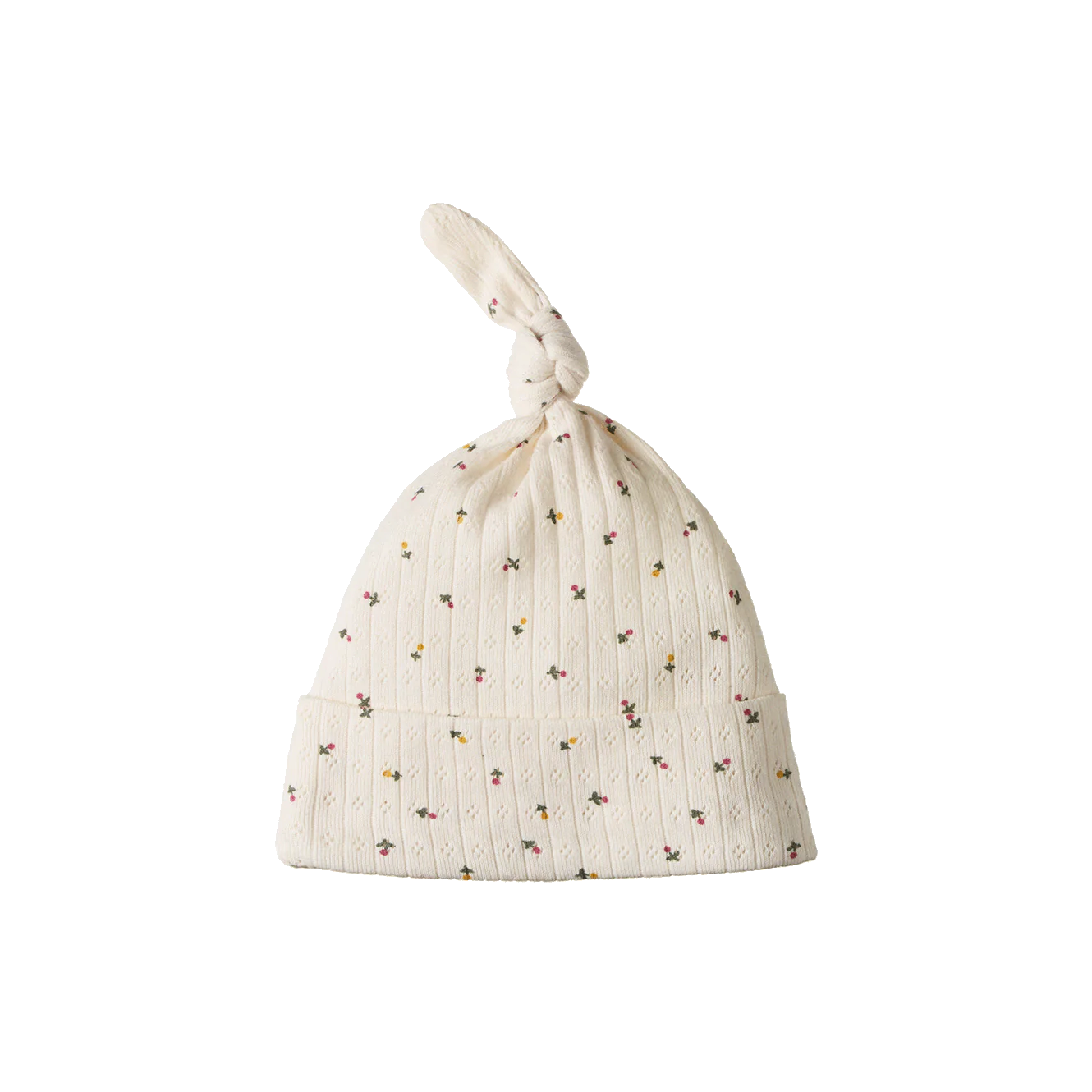 Knotted Beanie Pointelle - Aster Floral Print
