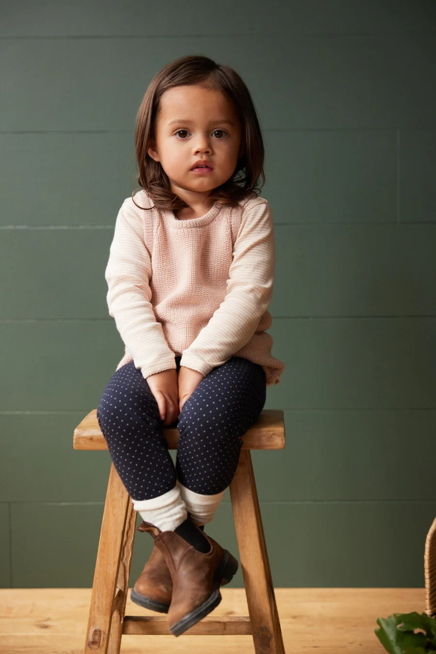 Leggings - Navy Mini Dot Print - Image 2