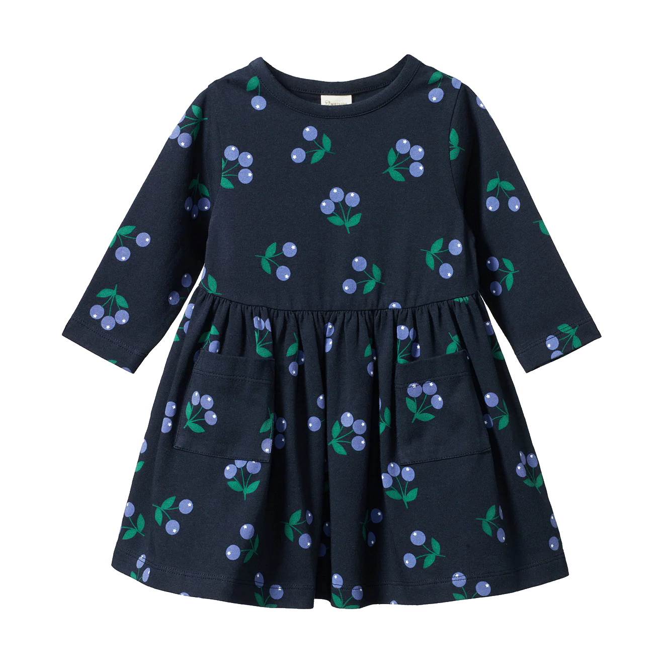 Long Sleeve Twirl Dress - Winter Berry Navy Print