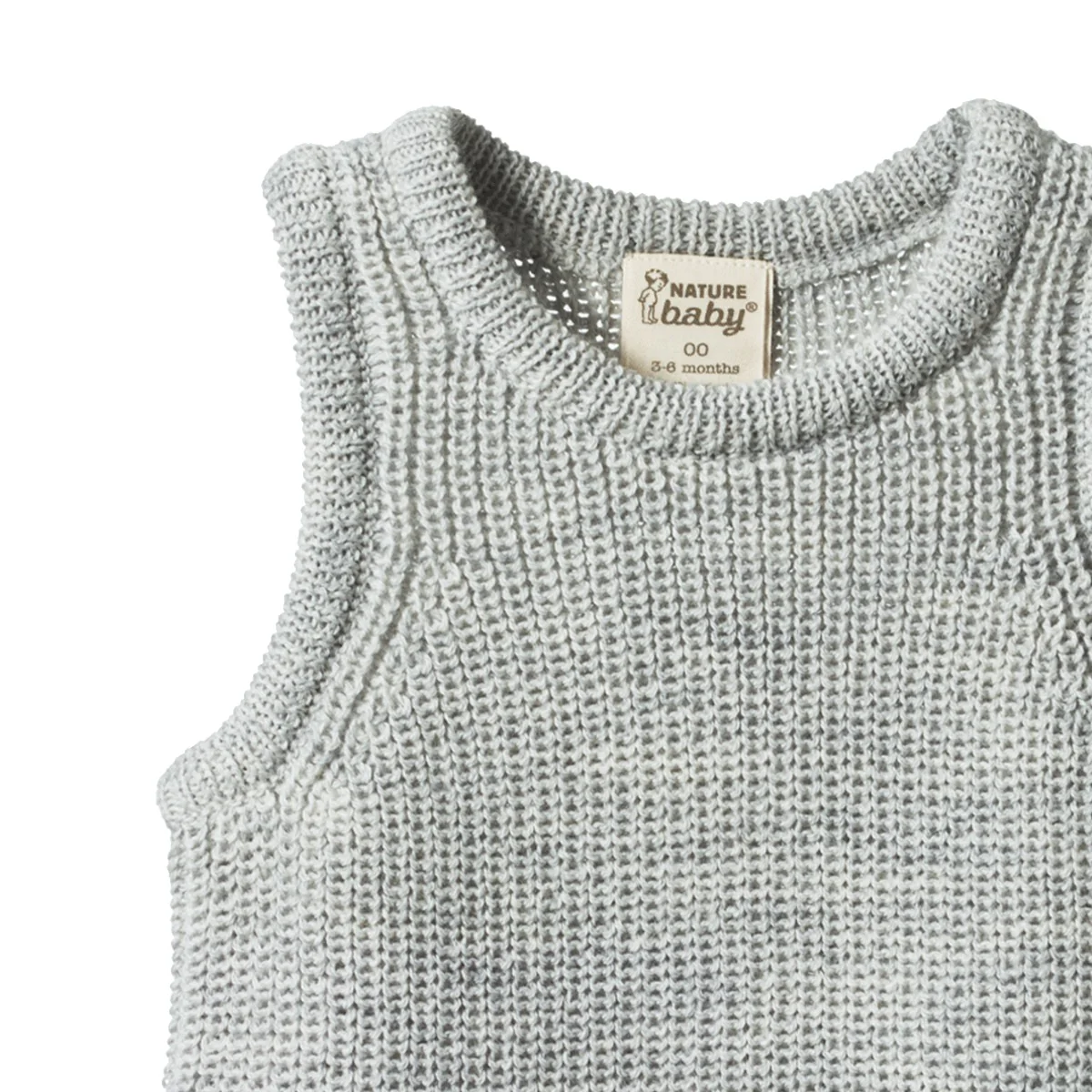 Merino Knit Vest - Light Grey Marl Chunky Knit - Image 2