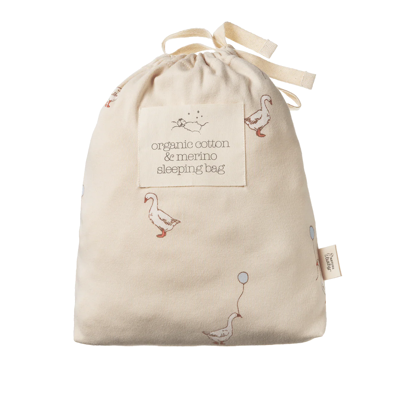 Organic Cotton & Merino Sleeping Bag - Goose Lullaby Print - Image 2