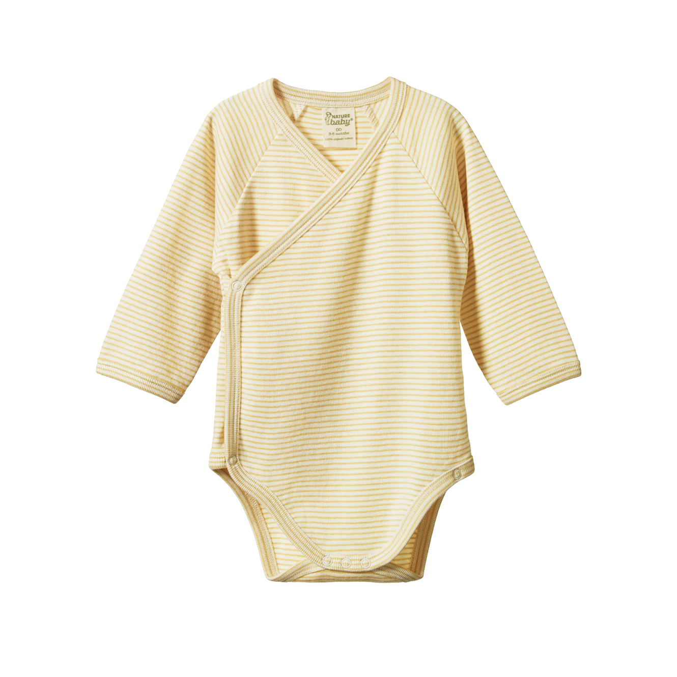 Nature Baby Long Sleeve Kimono Bodysuit - Sand Pinstripe