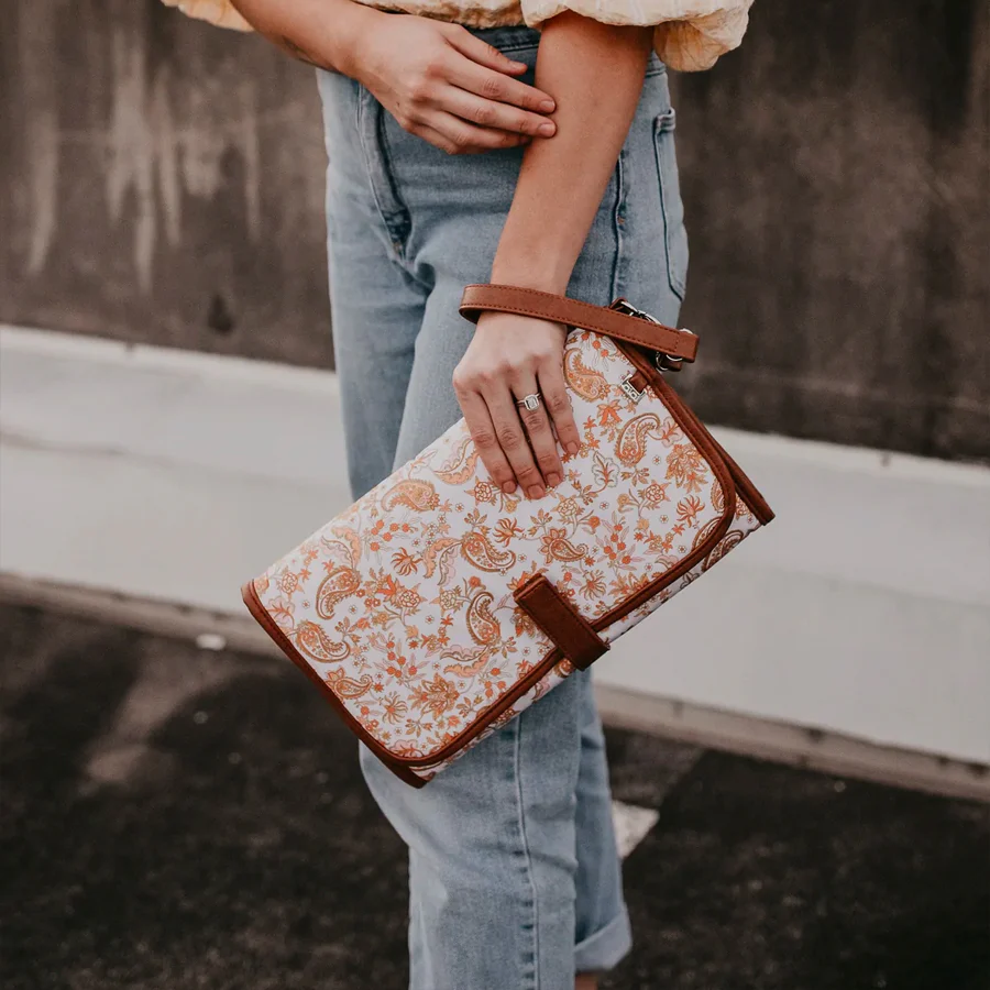 Change Clutch - Peach Paisley/Tan - Image 2