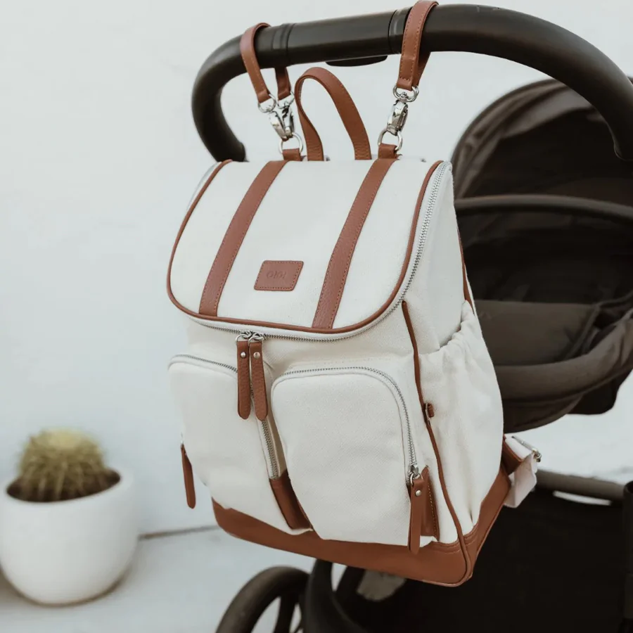 Nappy Backpack - Canvas/Terracotta - Image 2