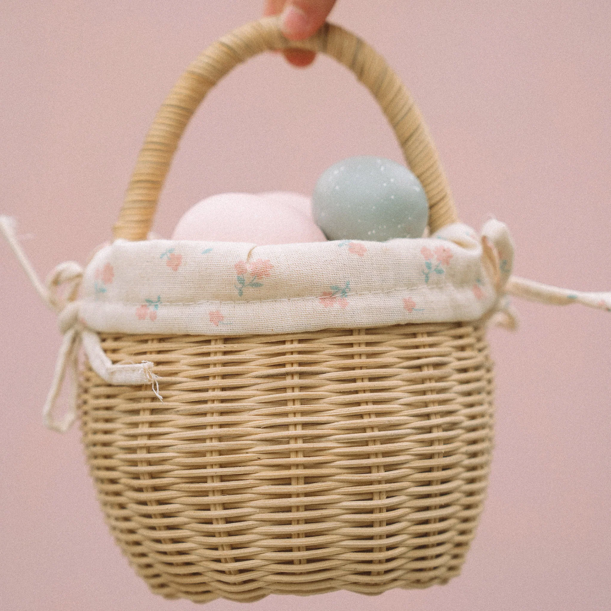 Rattan Berry Basket with Lining - Pansy - Image 2