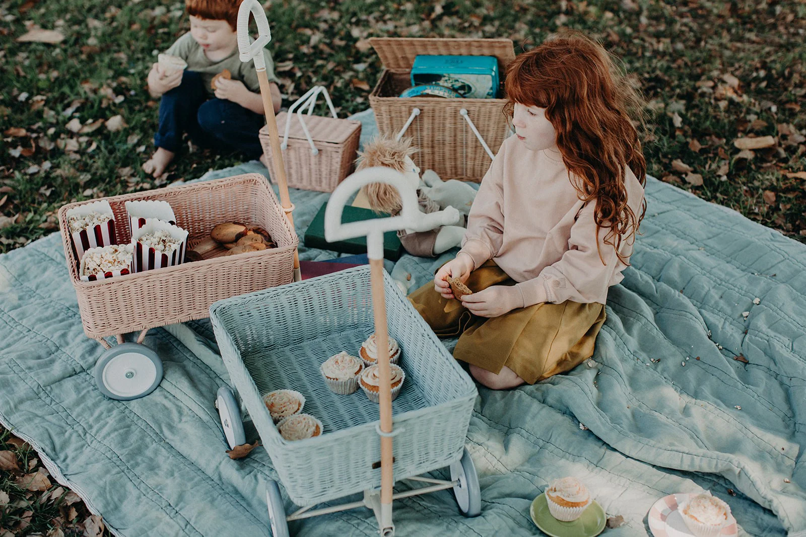 Rattan Wonder Wagon - Vintage Blue - Image 8