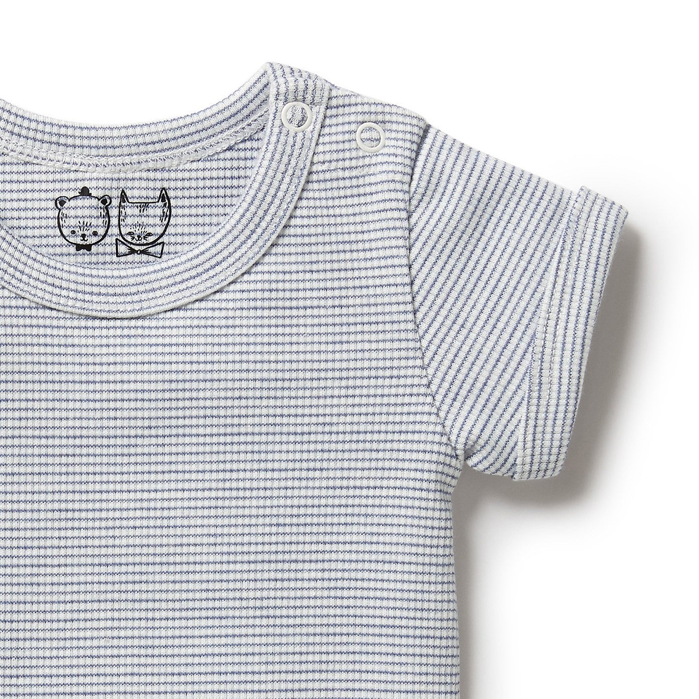 Organic Stripe Rib Bodysuit Rain Drop - Image 2