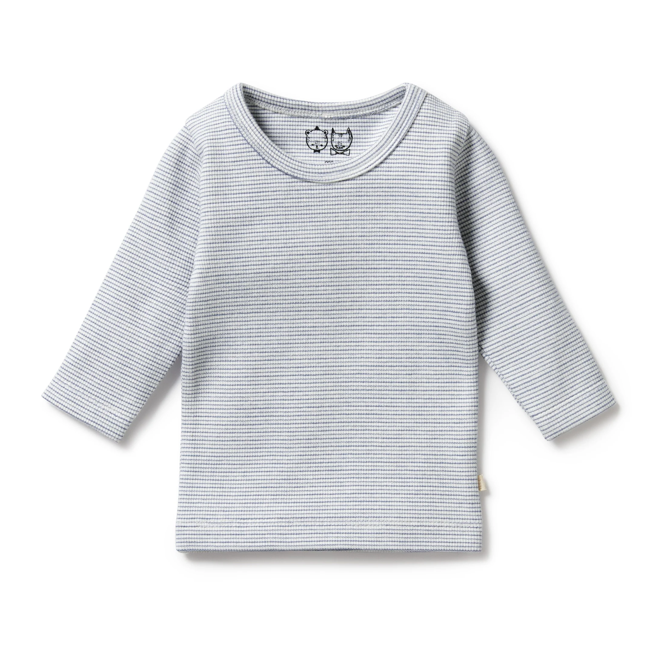 Organic Stripe Rib Long Sleeved Top Rain Drop