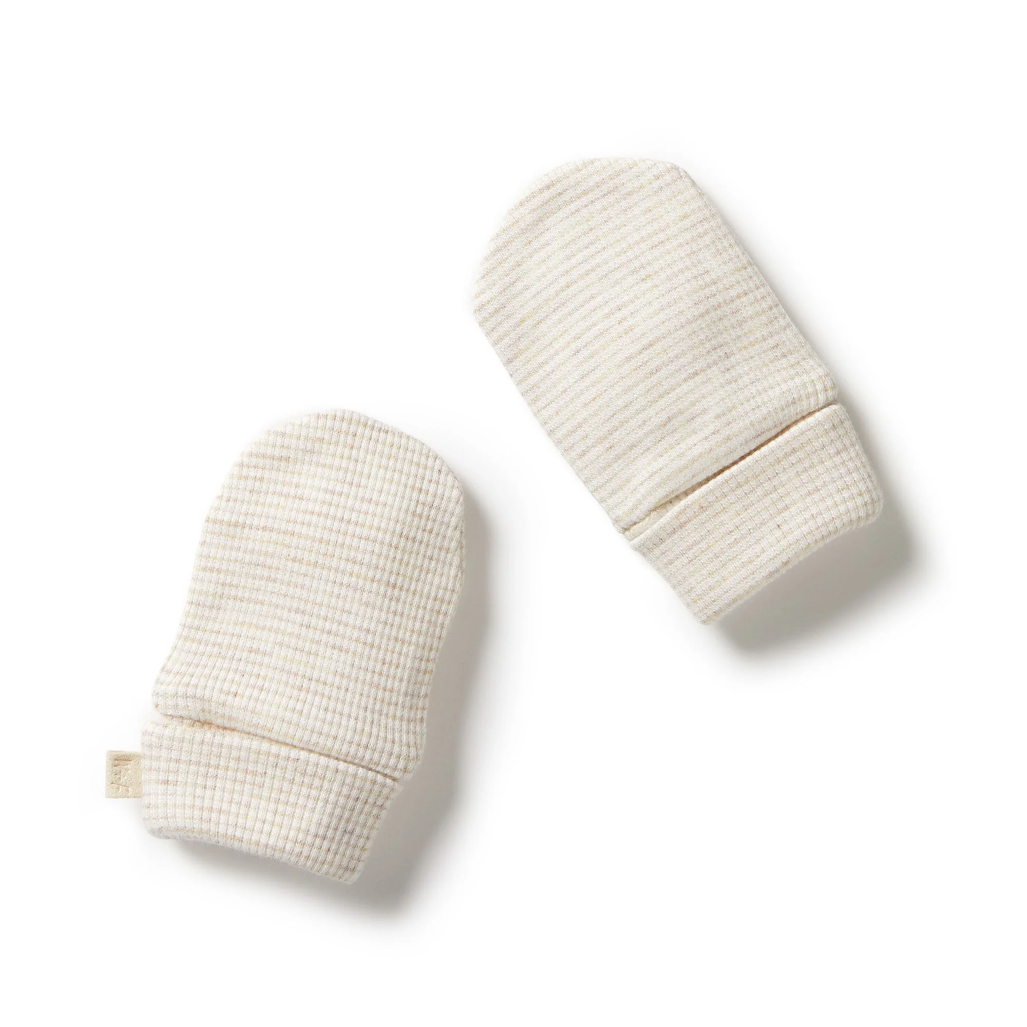 Organic Stripe Rib Mittens Oatmeal
