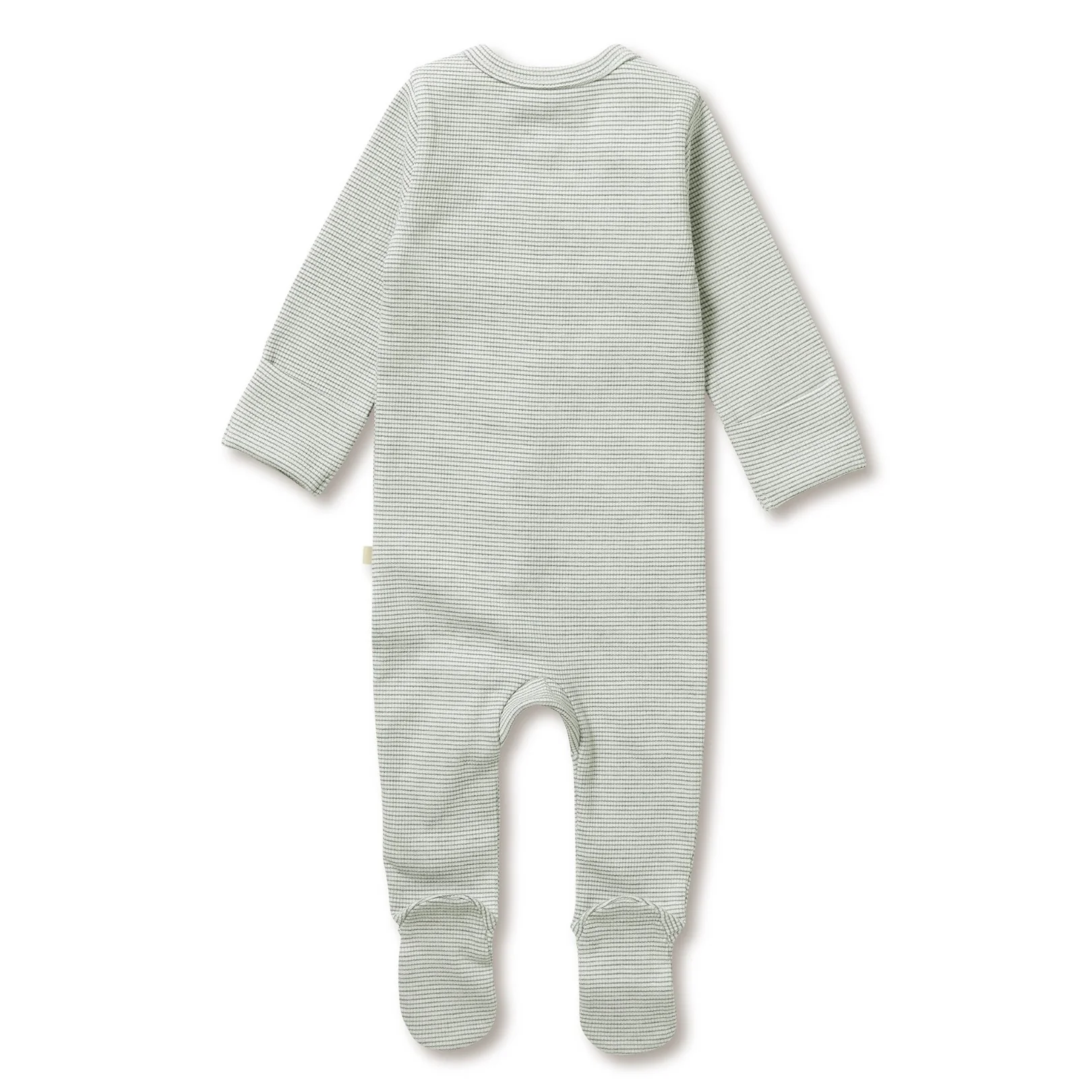 Organic Stripe Rib Zipsuit with Feet Fern - Image 4