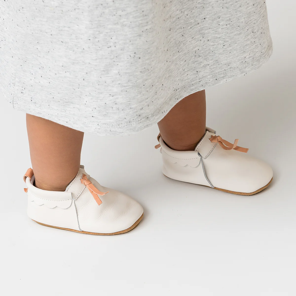 Pretty Brave Leather Baby Moccasin Shoes - Snow - Image 2