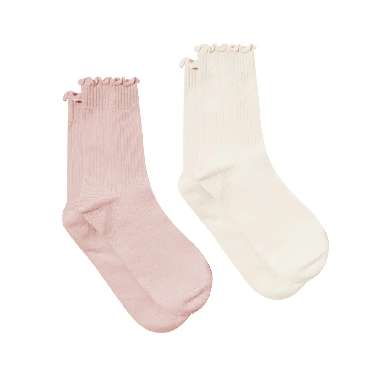 2 Pack Ruffle Socks - Blush/Stone